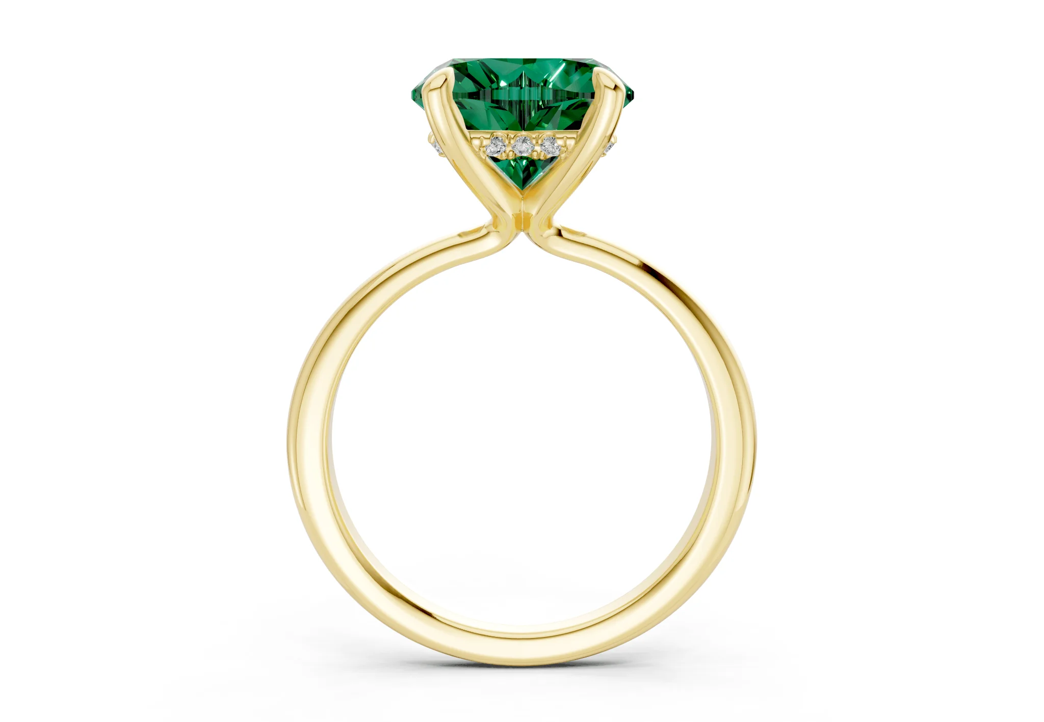 Marlowe Emerald Gemstone Solitaire Heart Cut 1.6mm Engagement Ring - Image 2