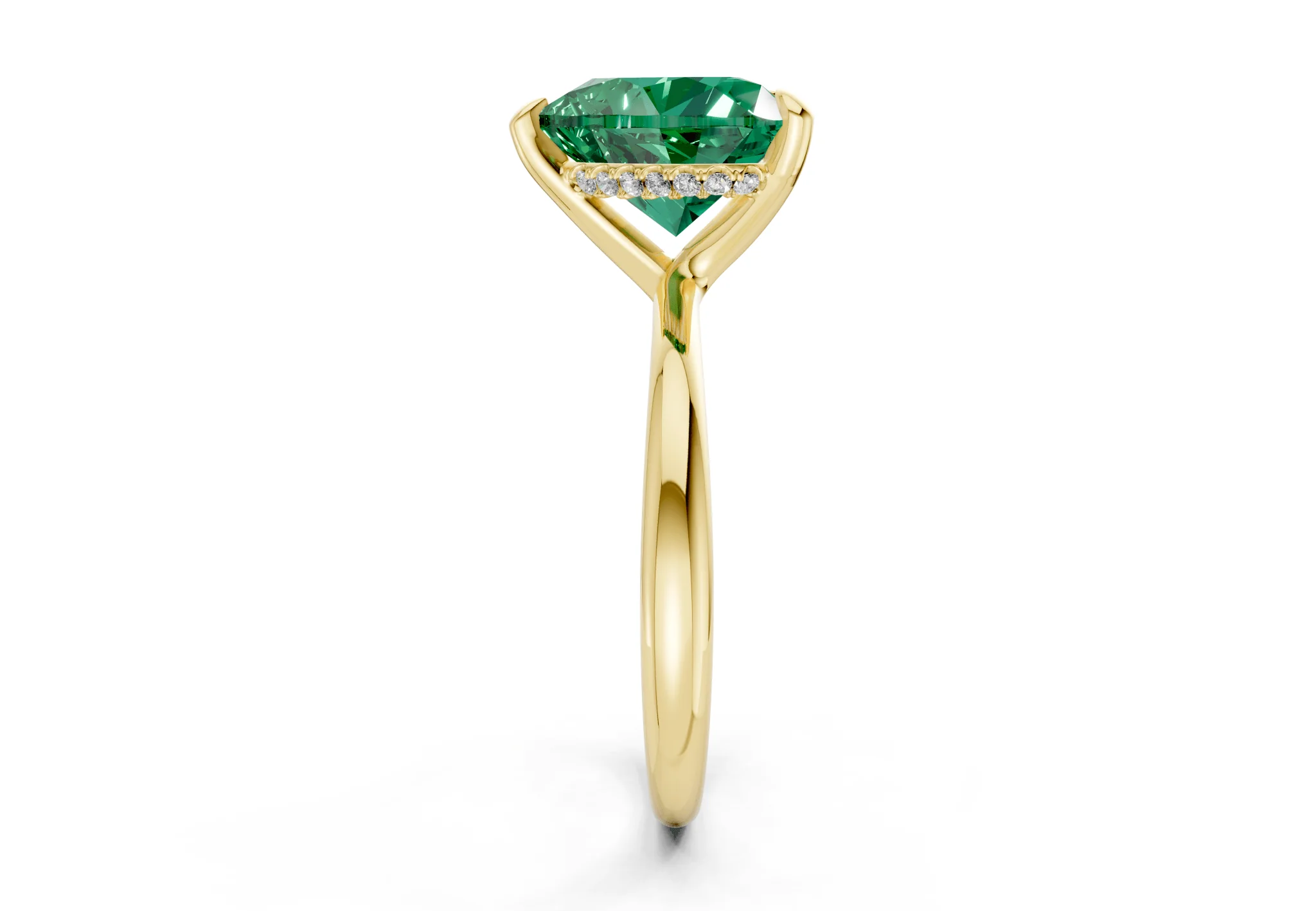 Marlowe Emerald Gemstone Solitaire Heart Cut 1.6mm Engagement Ring - Image 3