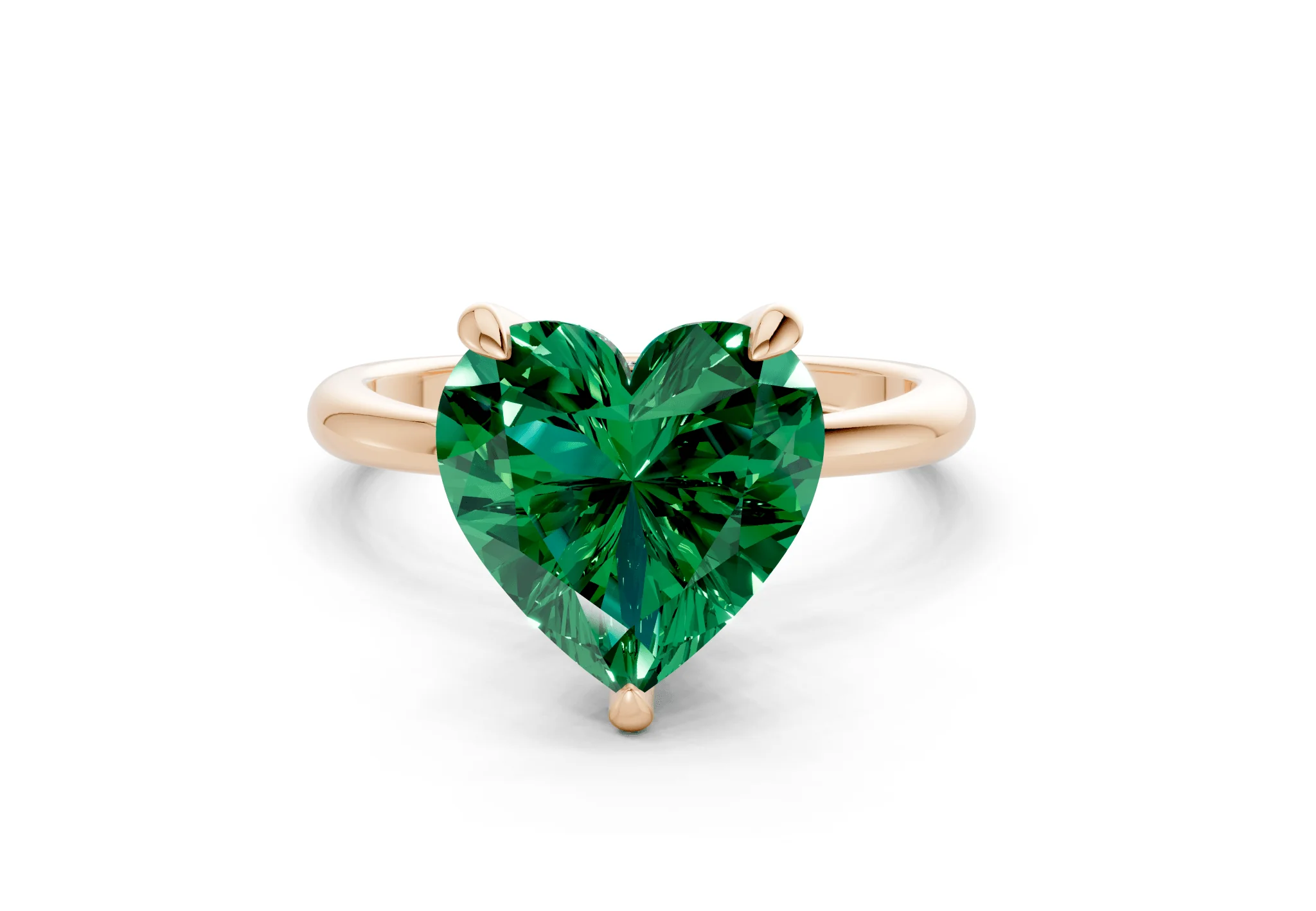 Marlowe Emerald Gemstone Solitaire Heart Cut 1.6mm Engagement Ring - Image 4