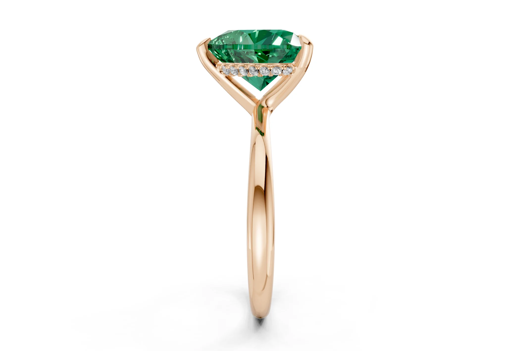 Marlowe Emerald Gemstone Solitaire Heart Cut 1.6mm Engagement Ring - Image 6