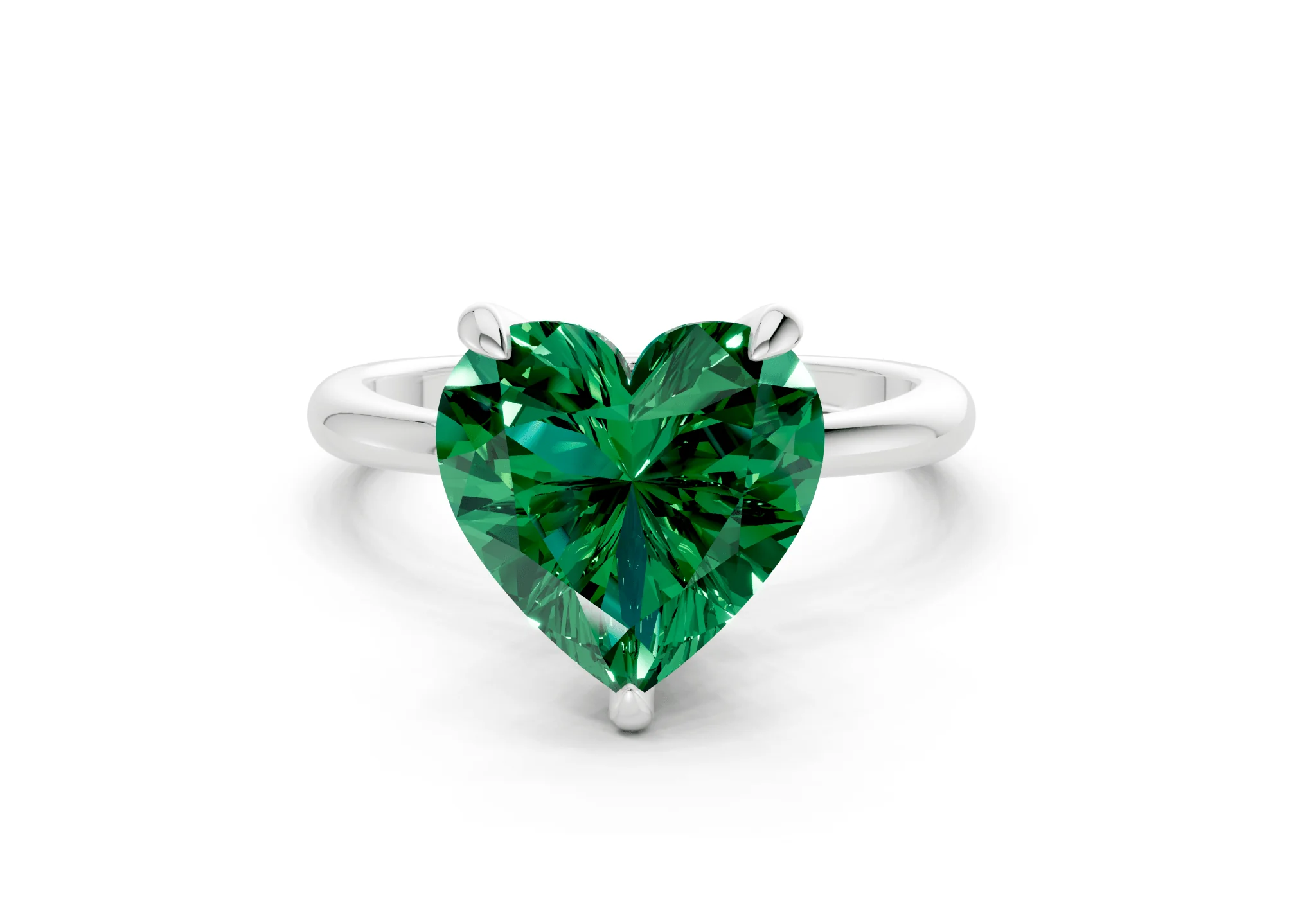 Marlowe Emerald Gemstone Solitaire Heart Cut 1.6mm Engagement Ring - Image 7