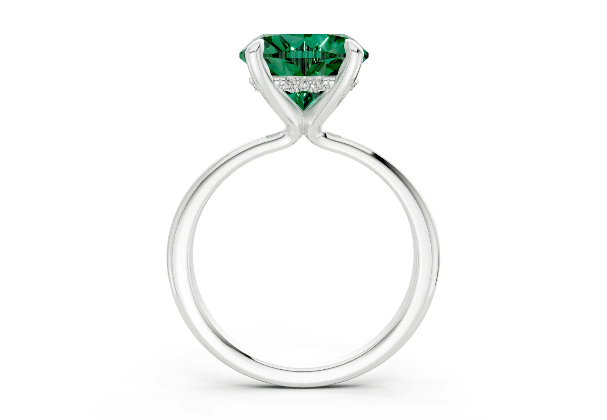 Marlowe Emerald Gemstone Solitaire Heart Cut 1.6mm Engagement Ring - Image 8