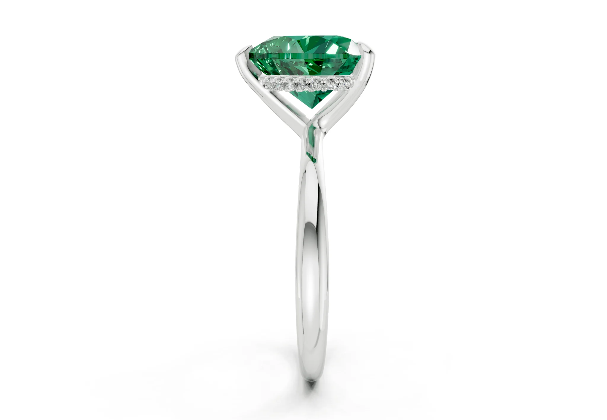 Marlowe Emerald Gemstone Solitaire Heart Cut 1.6mm Engagement Ring - Image 9