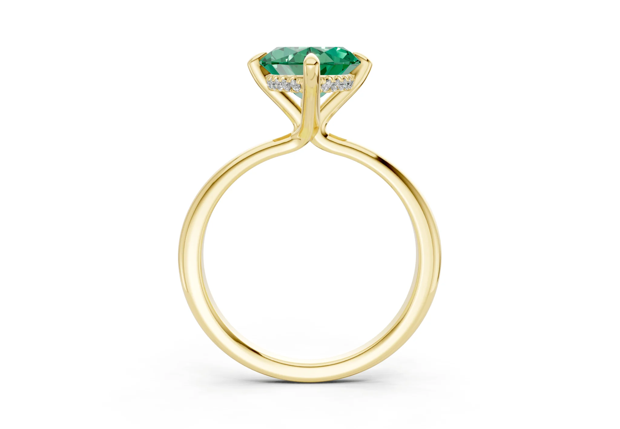 Marlowe Emerald Gemstone Solitaire Marquise Cut 1.6mm Engagement Ring - Image 2