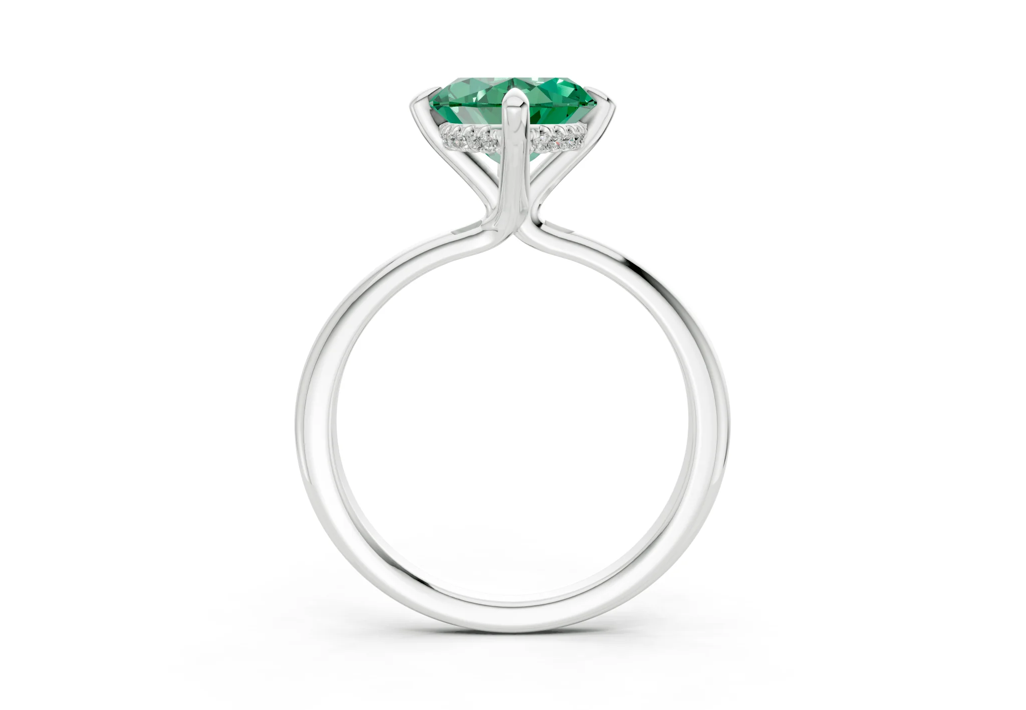 Marlowe Emerald Gemstone Solitaire Marquise Cut 1.6mm Engagement Ring - Image 8