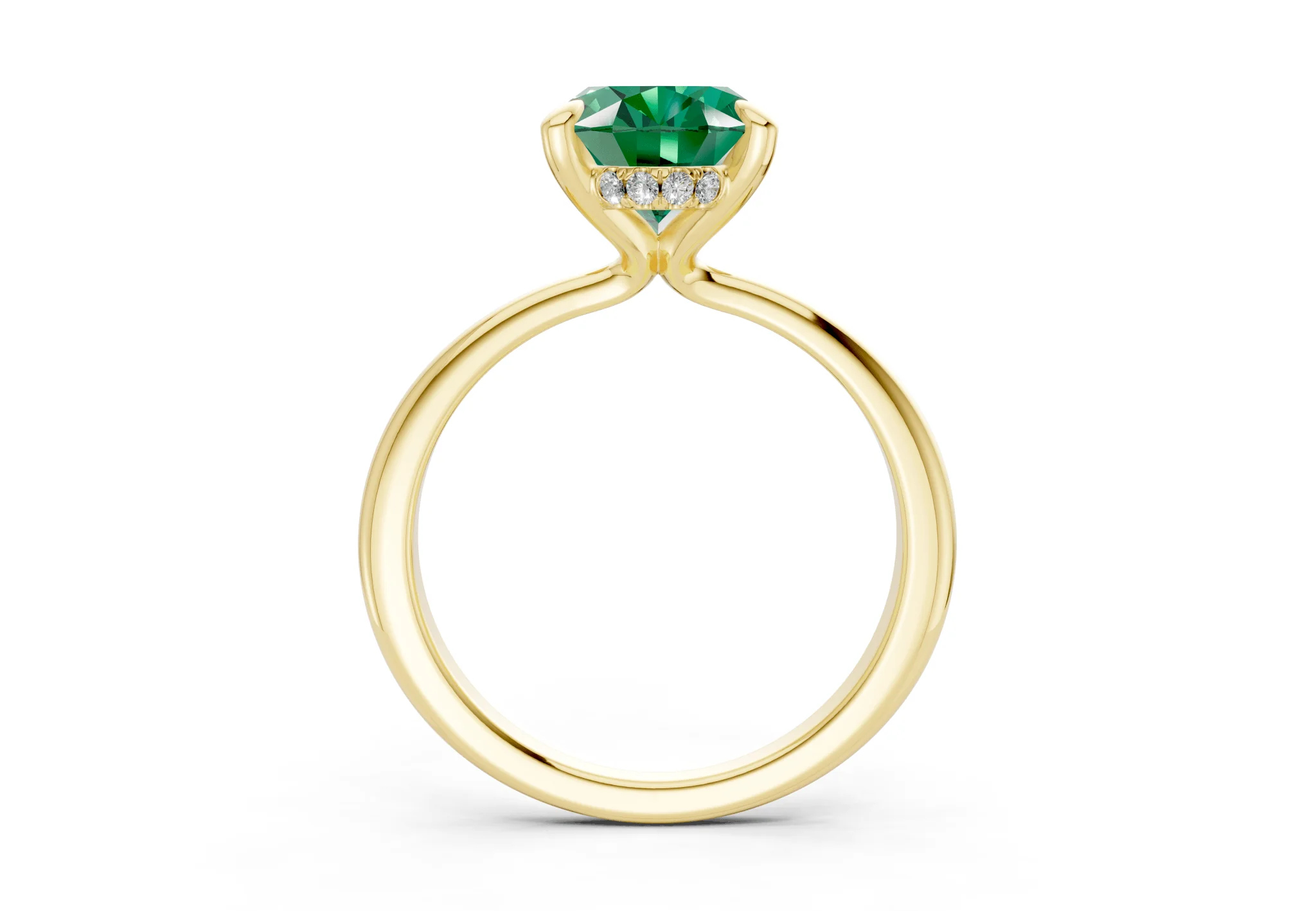 Marlowe Emerald Gemstone Solitaire Oval Cut 1.6mm Engagement Ring - Image 2