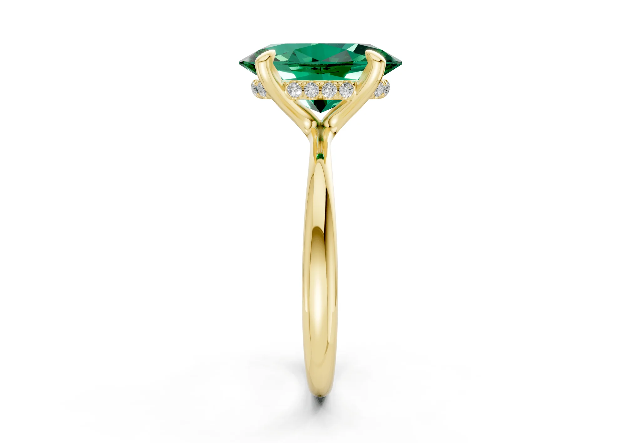 Marlowe Emerald Gemstone Solitaire Oval Cut 1.6mm Engagement Ring - Image 3