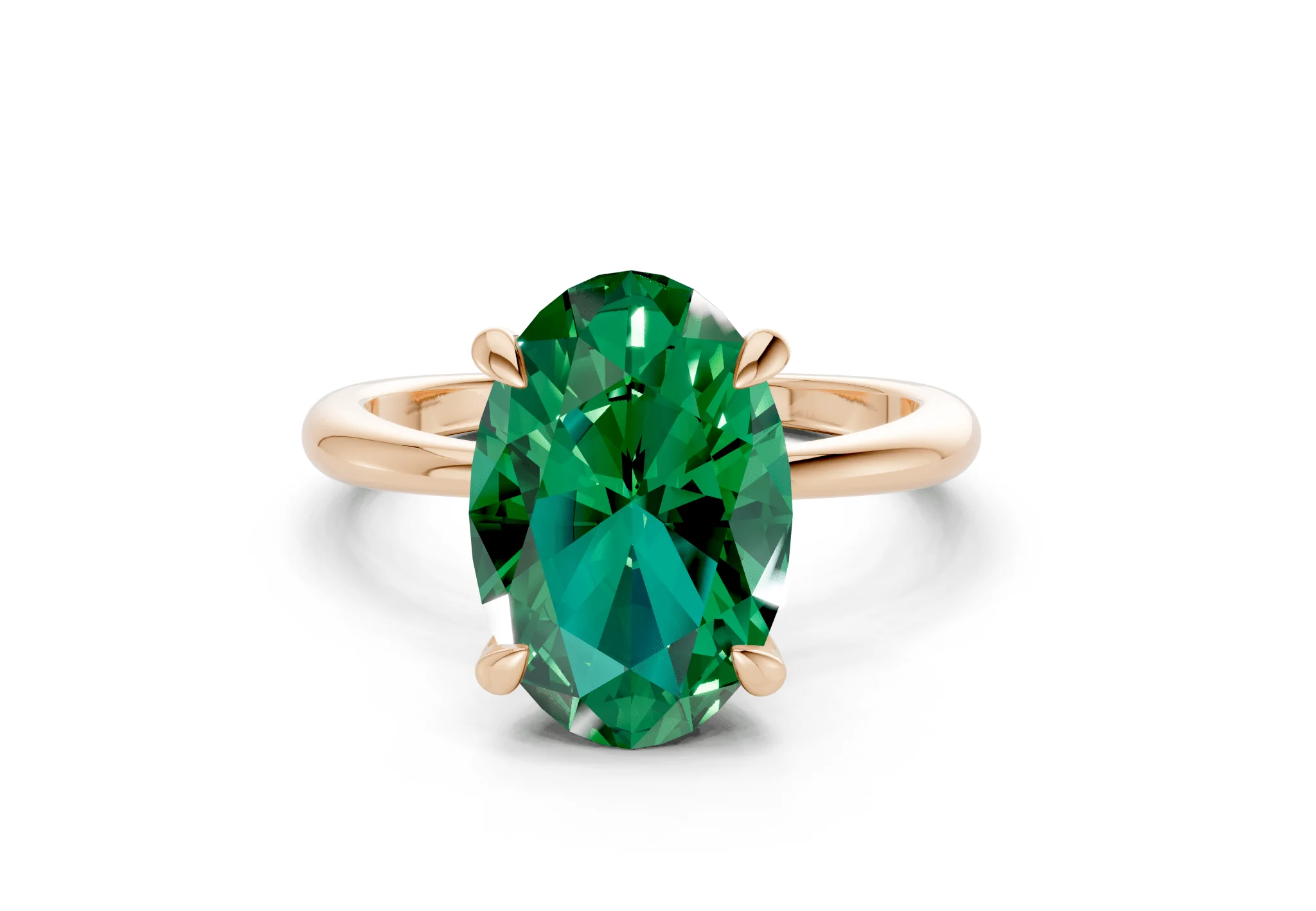 Marlowe Emerald Gemstone Solitaire Oval Cut 1.6mm Engagement Ring - Image 4