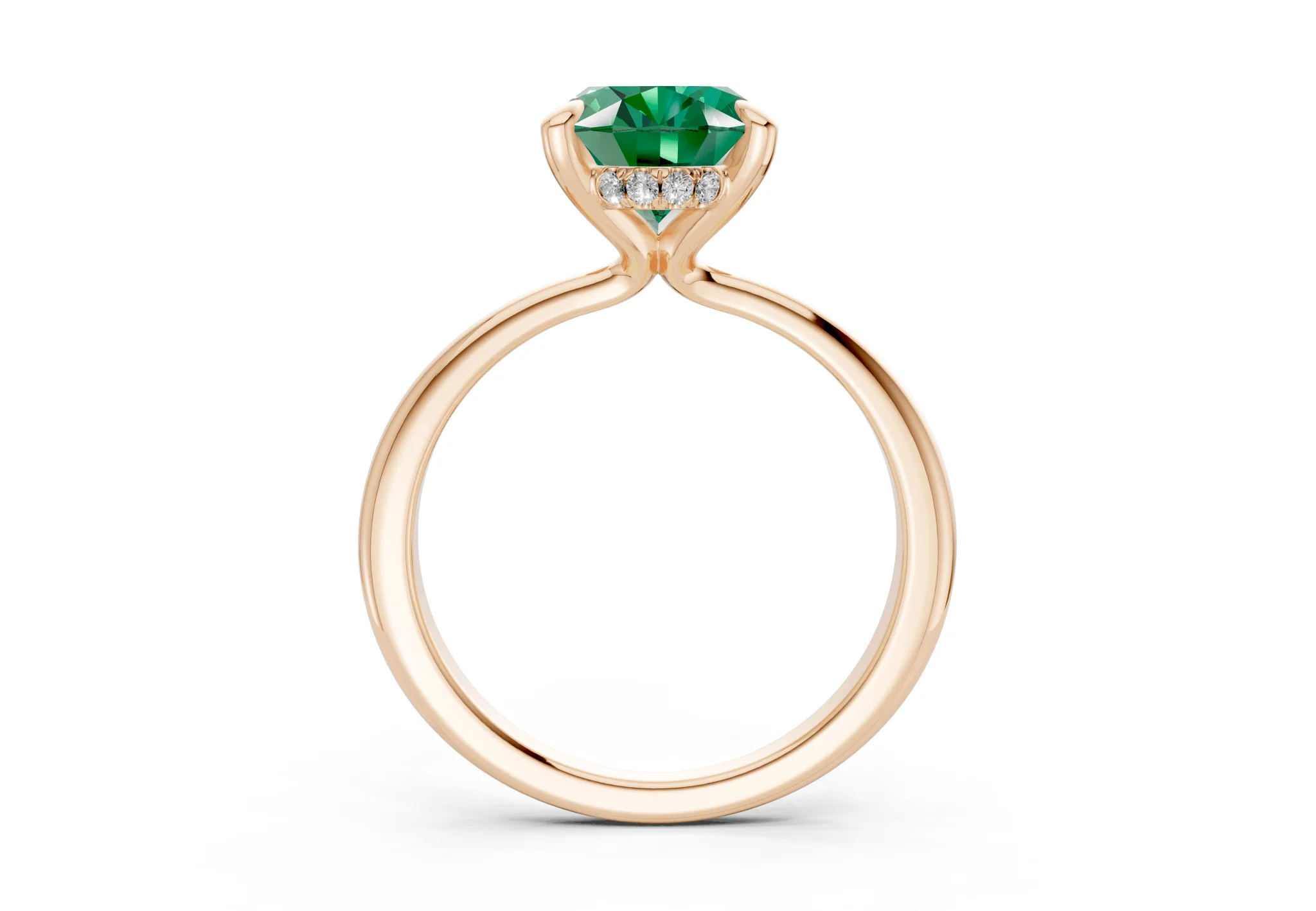 Marlowe Emerald Gemstone Solitaire Oval Cut 1.6mm Engagement Ring - Image 5