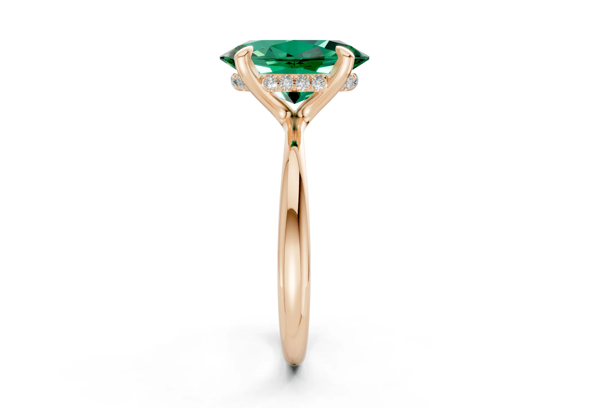 Marlowe Emerald Gemstone Solitaire Oval Cut 1.6mm Engagement Ring - Image 6