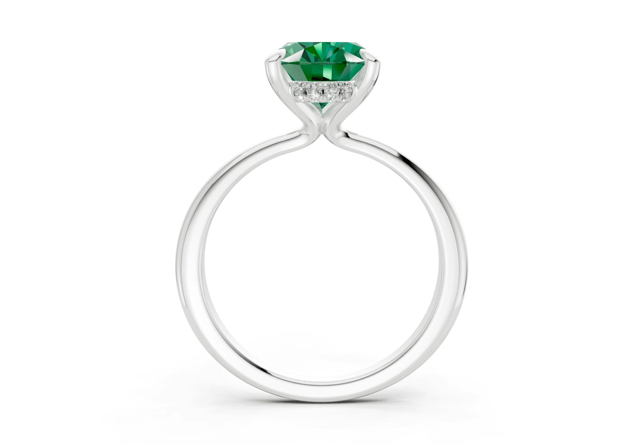 Marlowe Emerald Gemstone Solitaire Oval Cut 1.6mm Engagement Ring - Image 8