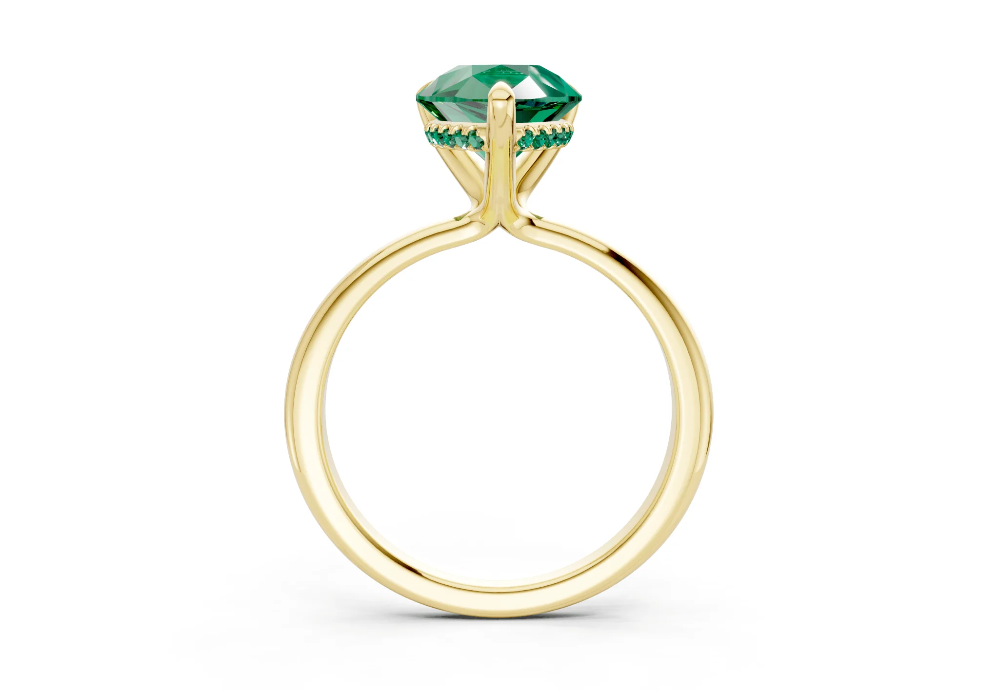Marlowe Emerald Gemstone Solitaire Pear Cut 1.6mm Engagement Ring - Image 2
