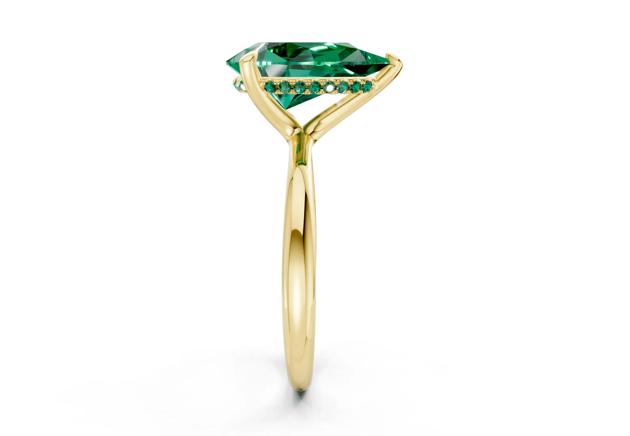 Marlowe Emerald Gemstone Solitaire Pear Cut 1.6mm Engagement Ring - Image 3
