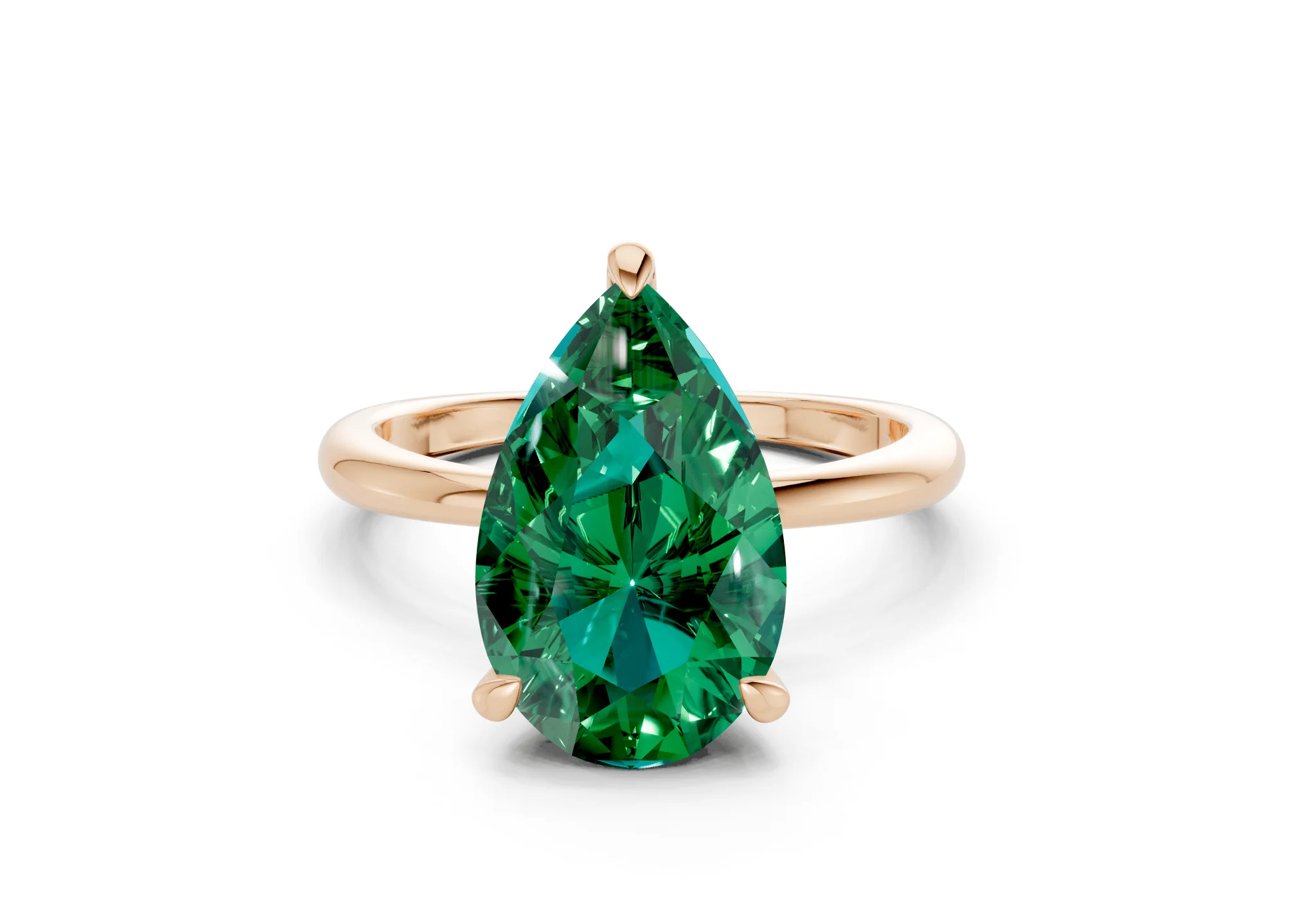 Marlowe Emerald Gemstone Solitaire Pear Cut 1.6mm Engagement Ring - Image 4