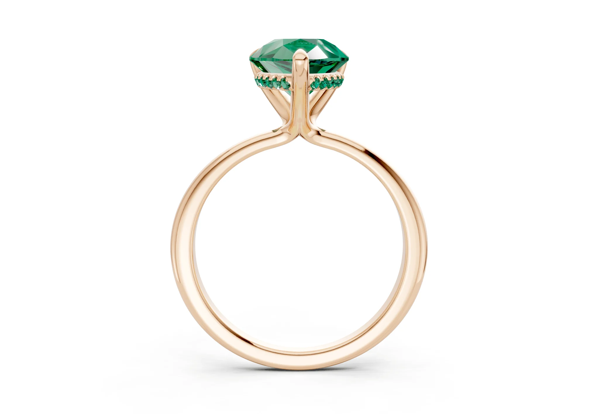 Marlowe Emerald Gemstone Solitaire Pear Cut 1.6mm Engagement Ring - Image 5