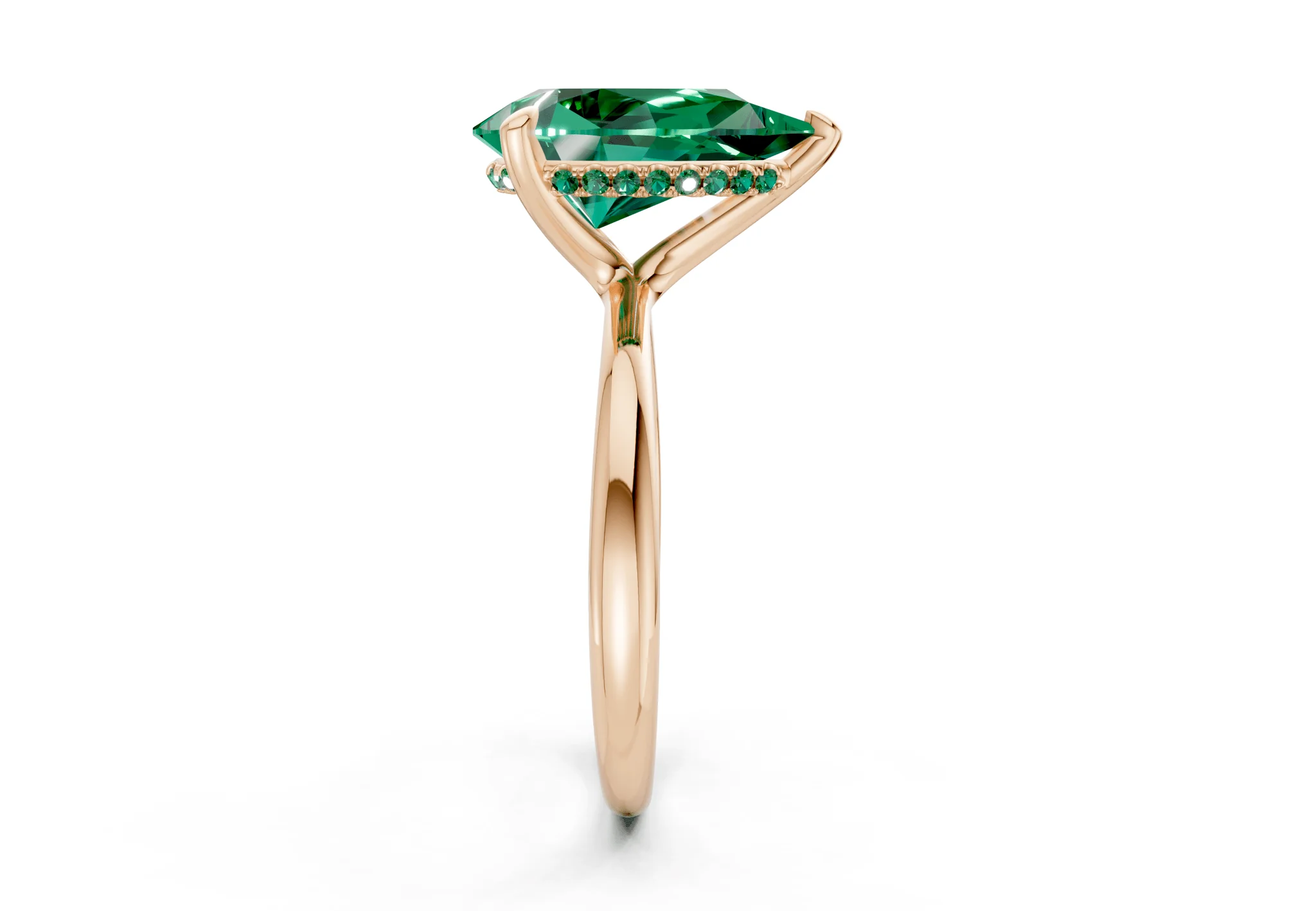 Marlowe Emerald Gemstone Solitaire Pear Cut 1.6mm Engagement Ring - Image 6