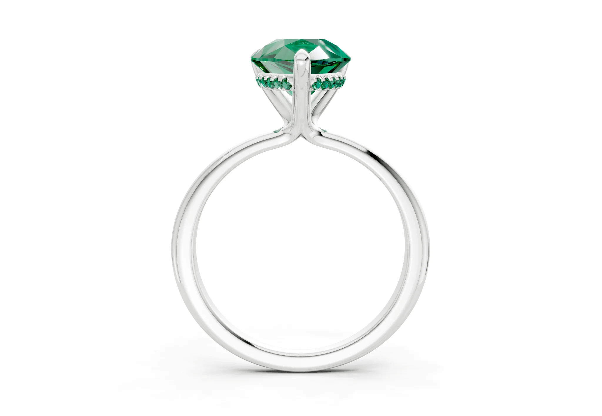 Marlowe Emerald Gemstone Solitaire Pear Cut 1.6mm Engagement Ring - Image 8