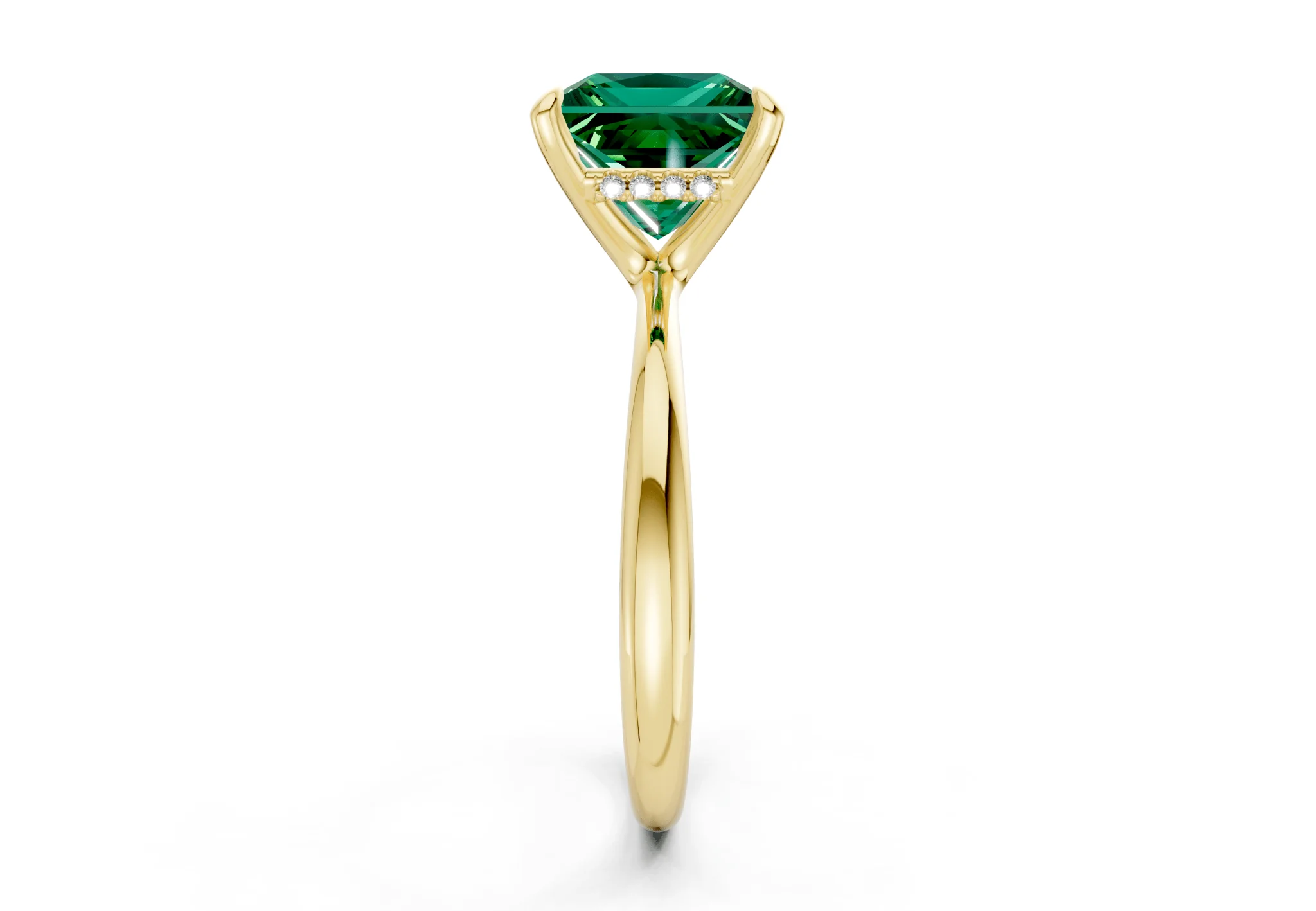 Marlowe Emerald Gemstone Solitaire Princess Cut 1.6mm Engagement Ring - Image 3