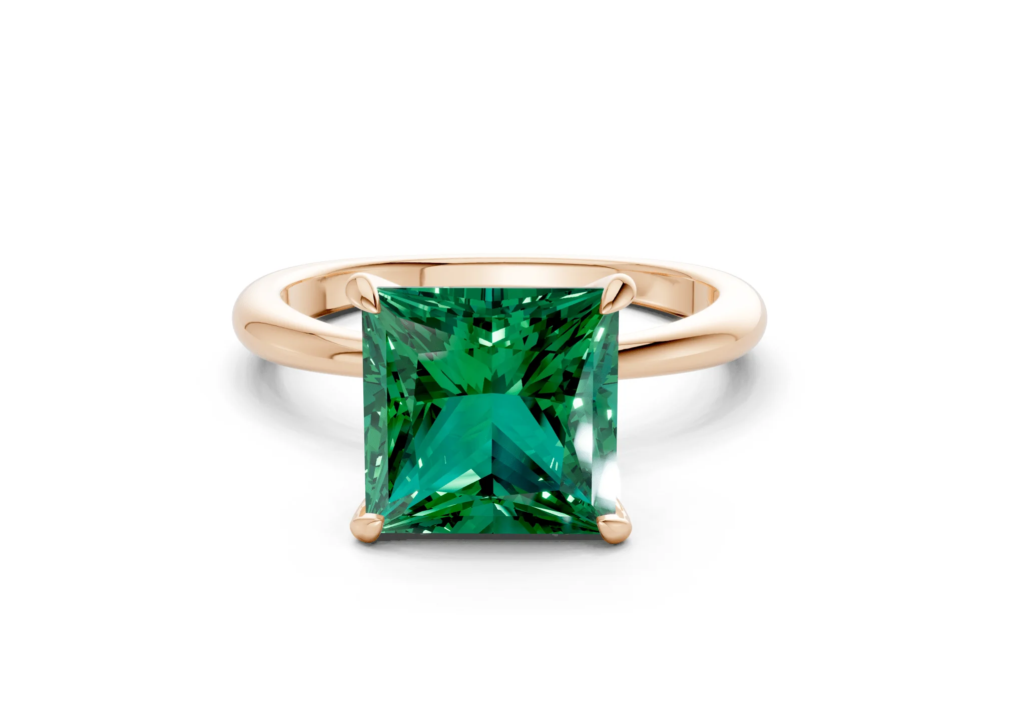 Marlowe Emerald Gemstone Solitaire Princess Cut 1.6mm Engagement Ring - Image 4