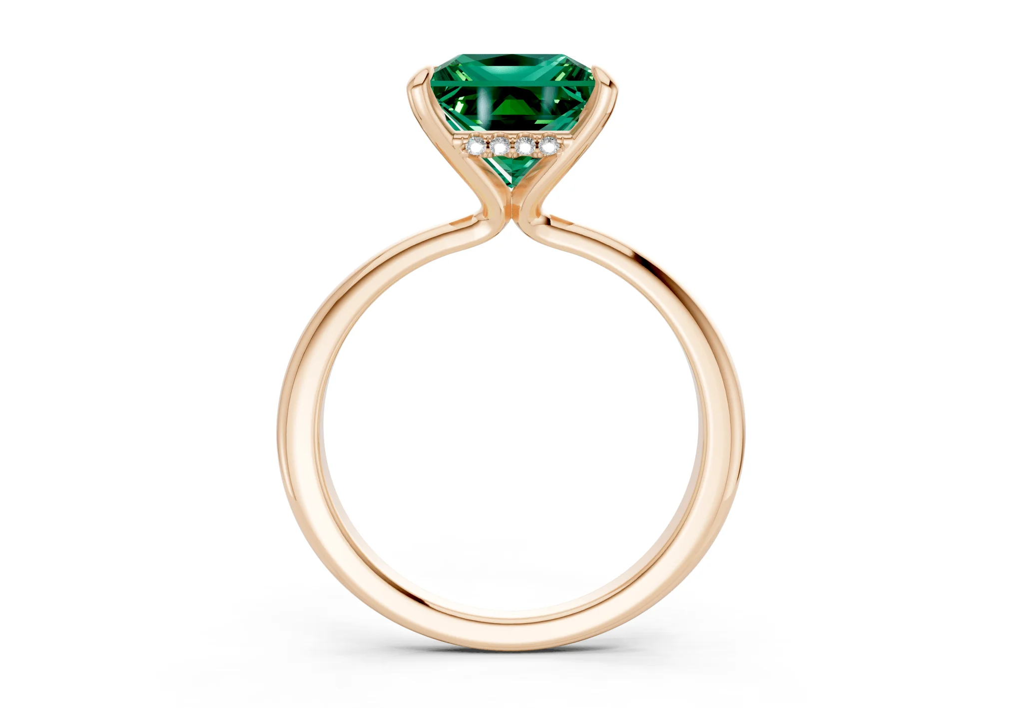 Marlowe Emerald Gemstone Solitaire Princess Cut 1.6mm Engagement Ring - Image 5