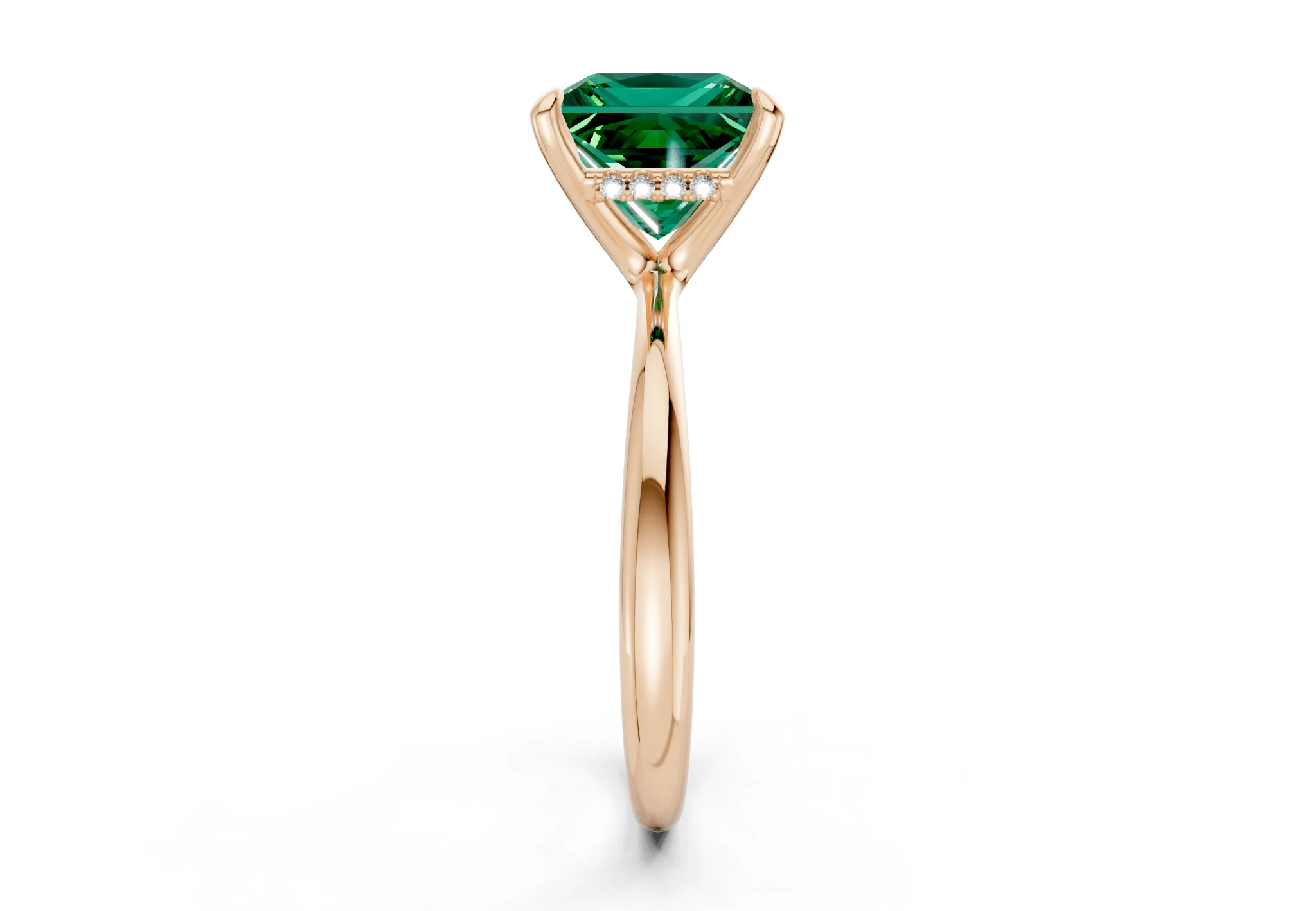 Marlowe Emerald Gemstone Solitaire Princess Cut 1.6mm Engagement Ring - Image 6