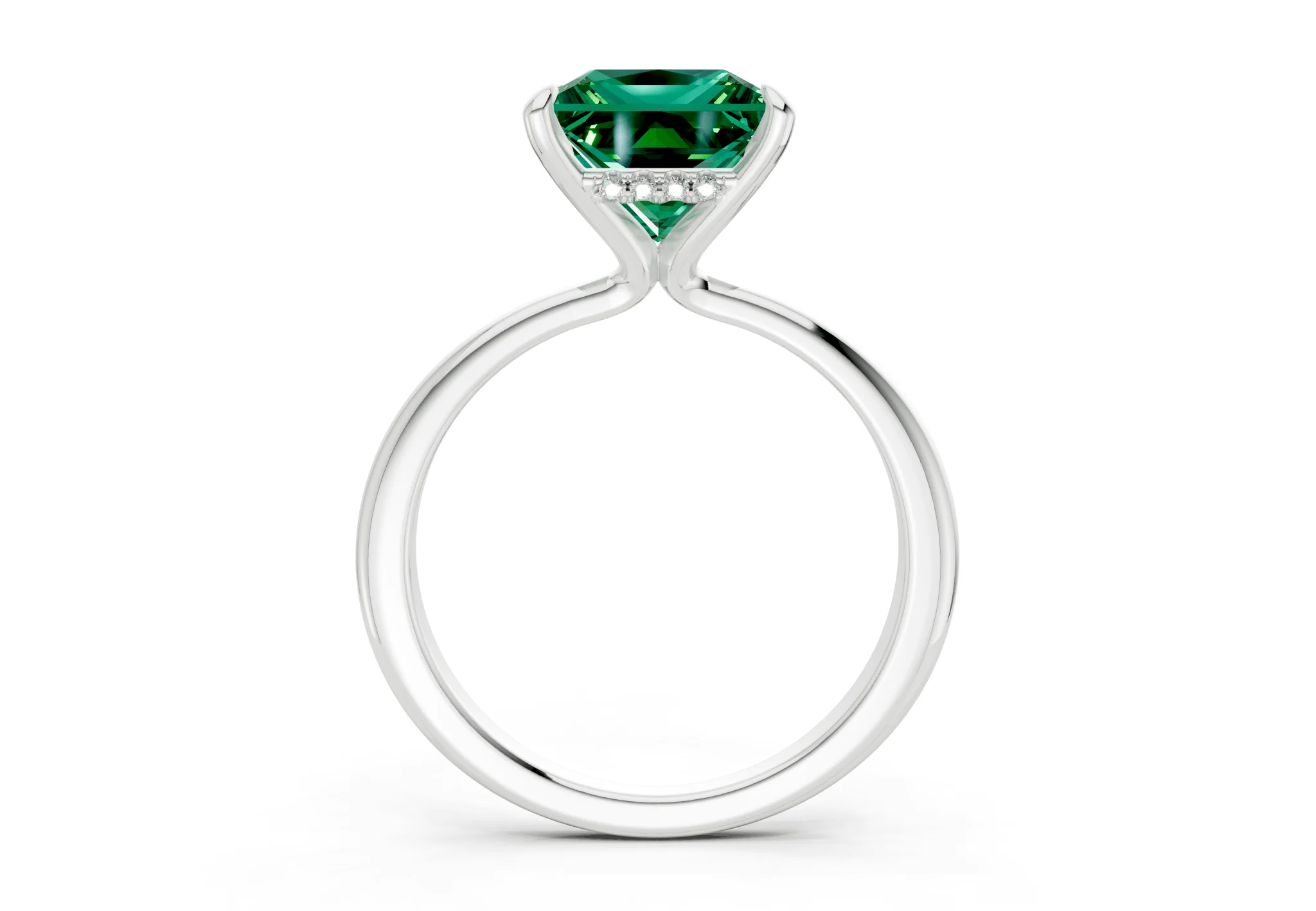 Marlowe Emerald Gemstone Solitaire Princess Cut 1.6mm Engagement Ring - Image 8
