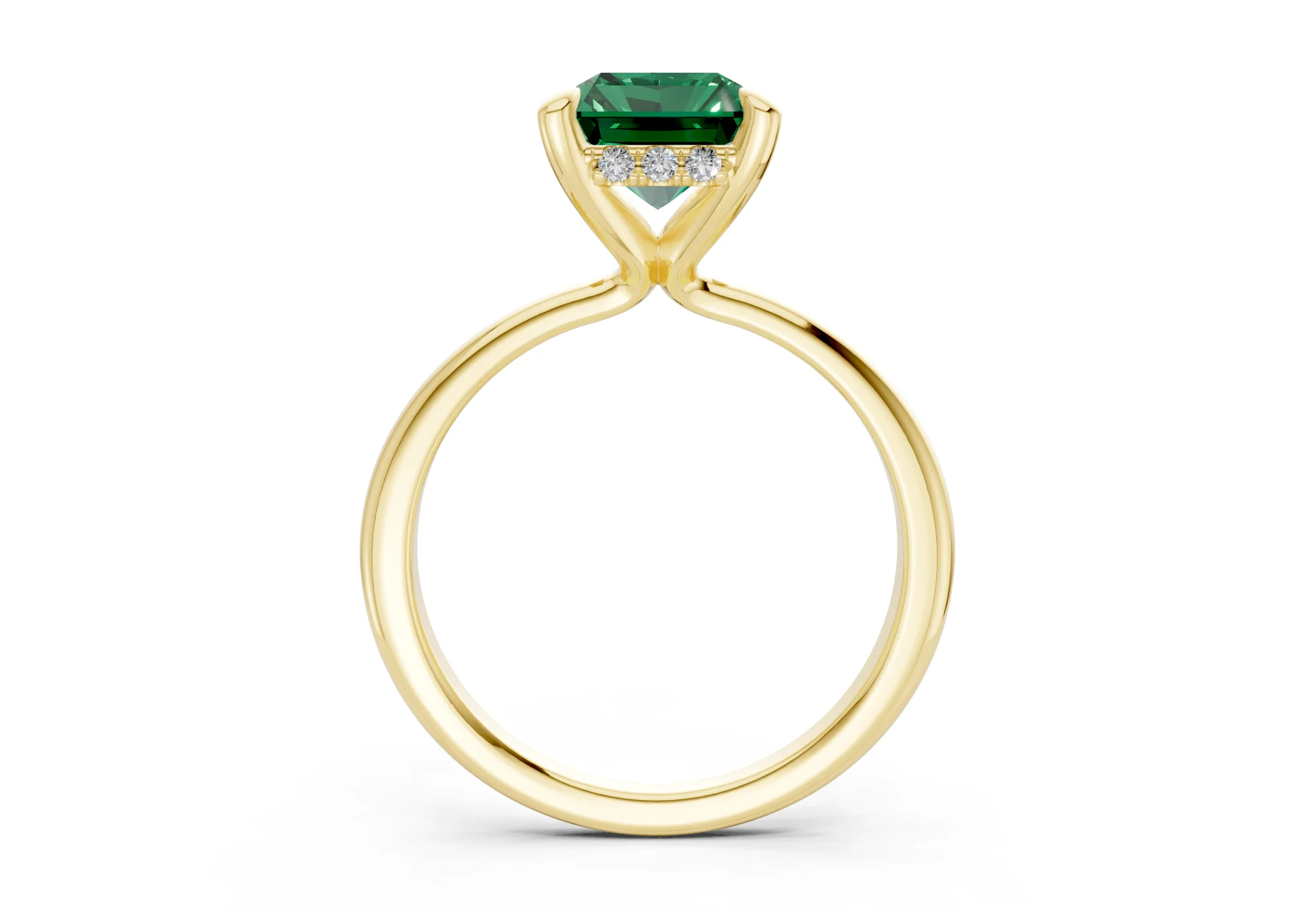 Marlowe Emerald Gemstone Solitaire Radiant Cut 1.6mm Engagement Ring - Image 2