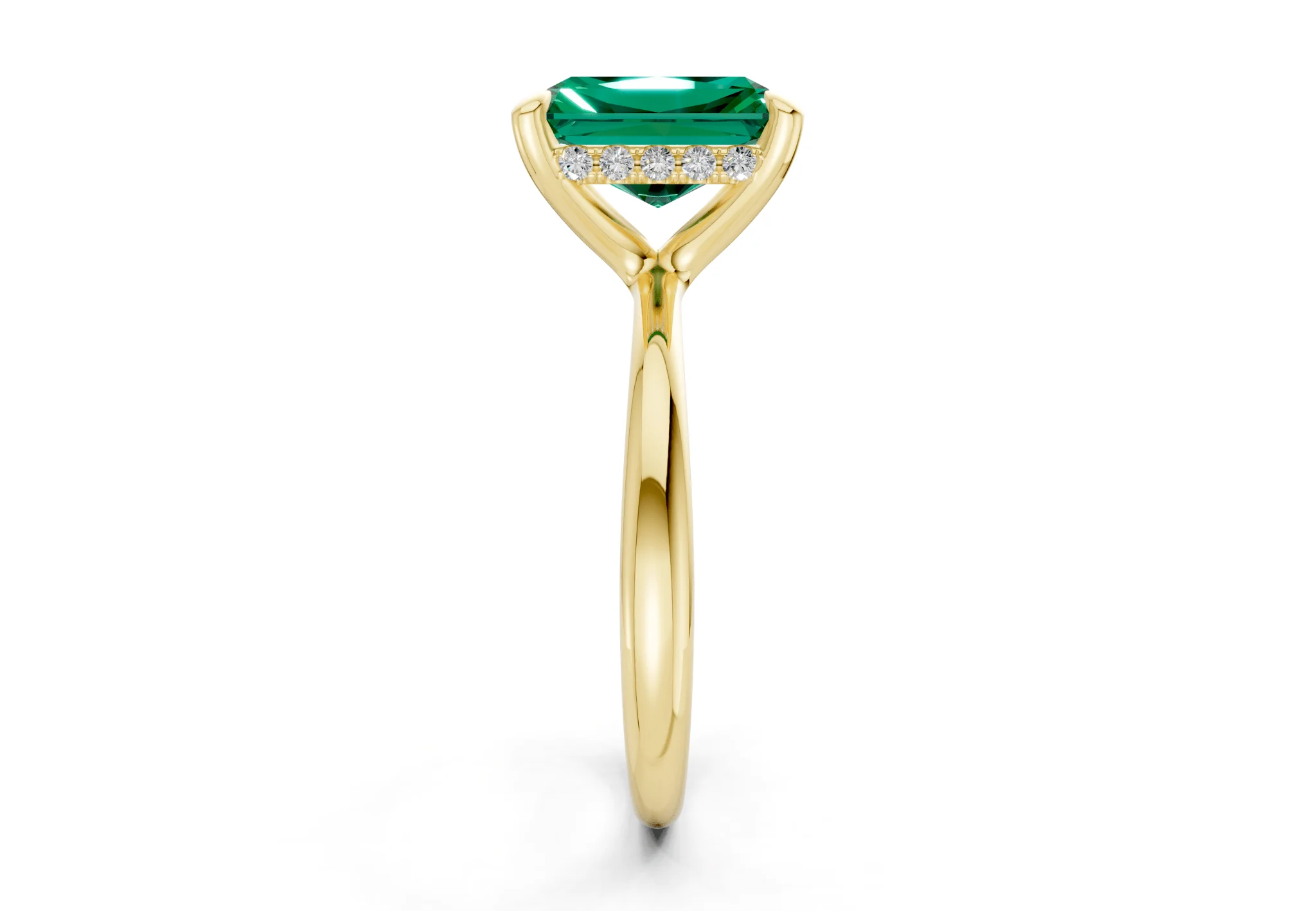 Marlowe Emerald Gemstone Solitaire Radiant Cut 1.6mm Engagement Ring - Image 3