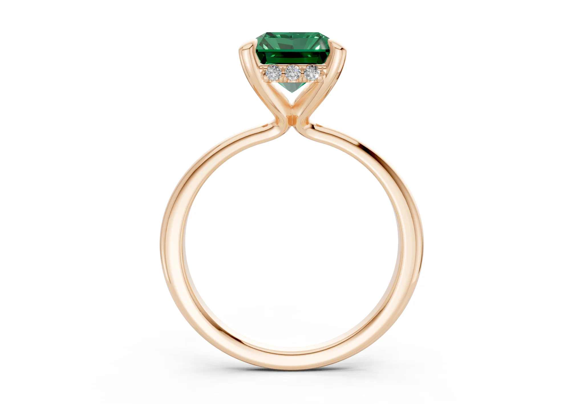 Marlowe Emerald Gemstone Solitaire Radiant Cut 1.6mm Engagement Ring - Image 5