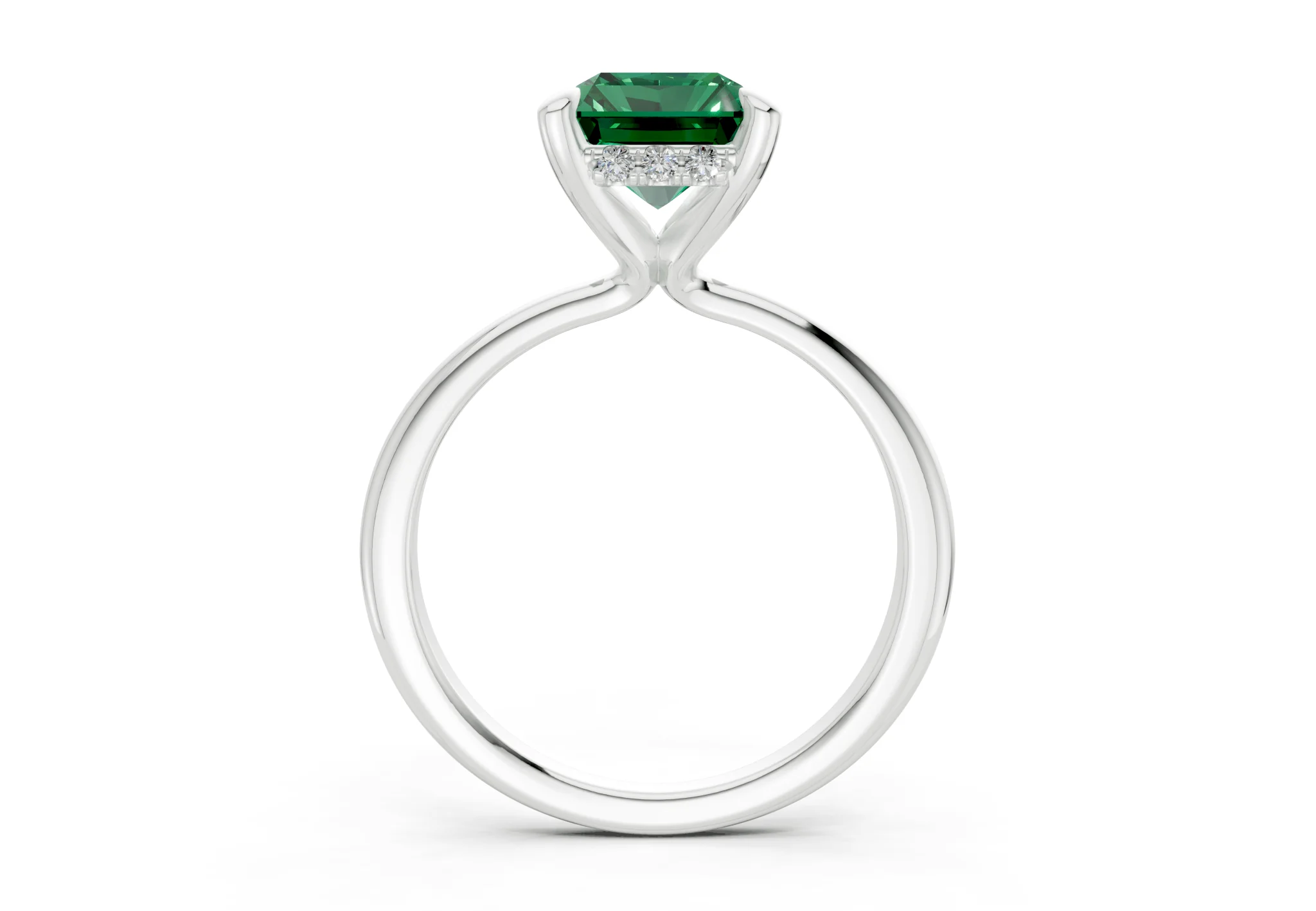 Marlowe Emerald Gemstone Solitaire Radiant Cut 1.6mm Engagement Ring - Image 8