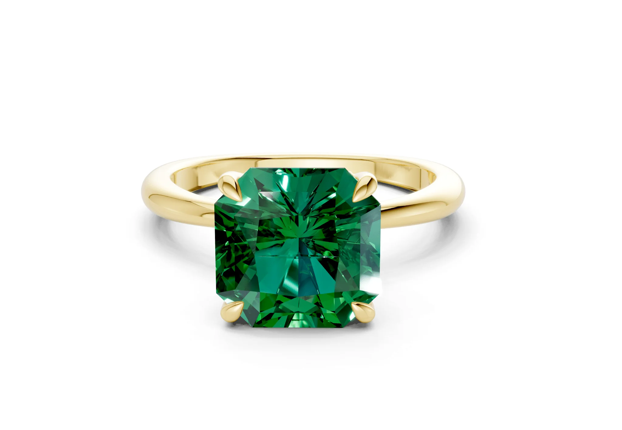 Marlowe Emerald Gemstone Solitaire Radiant Squareuare Cut 1.6mm Engagement Ring