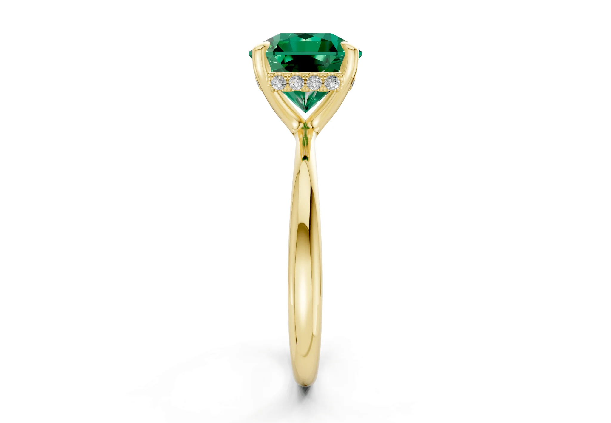 Marlowe Emerald Gemstone Solitaire Radiant Squareuare Cut 1.6mm Engagement Ring - Image 3