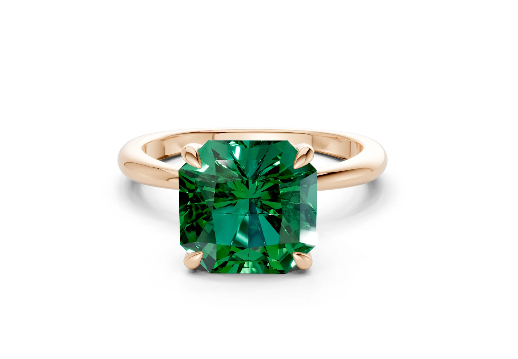 Marlowe Emerald Gemstone Solitaire Radiant Squareuare Cut 1.6mm Engagement Ring - Image 4