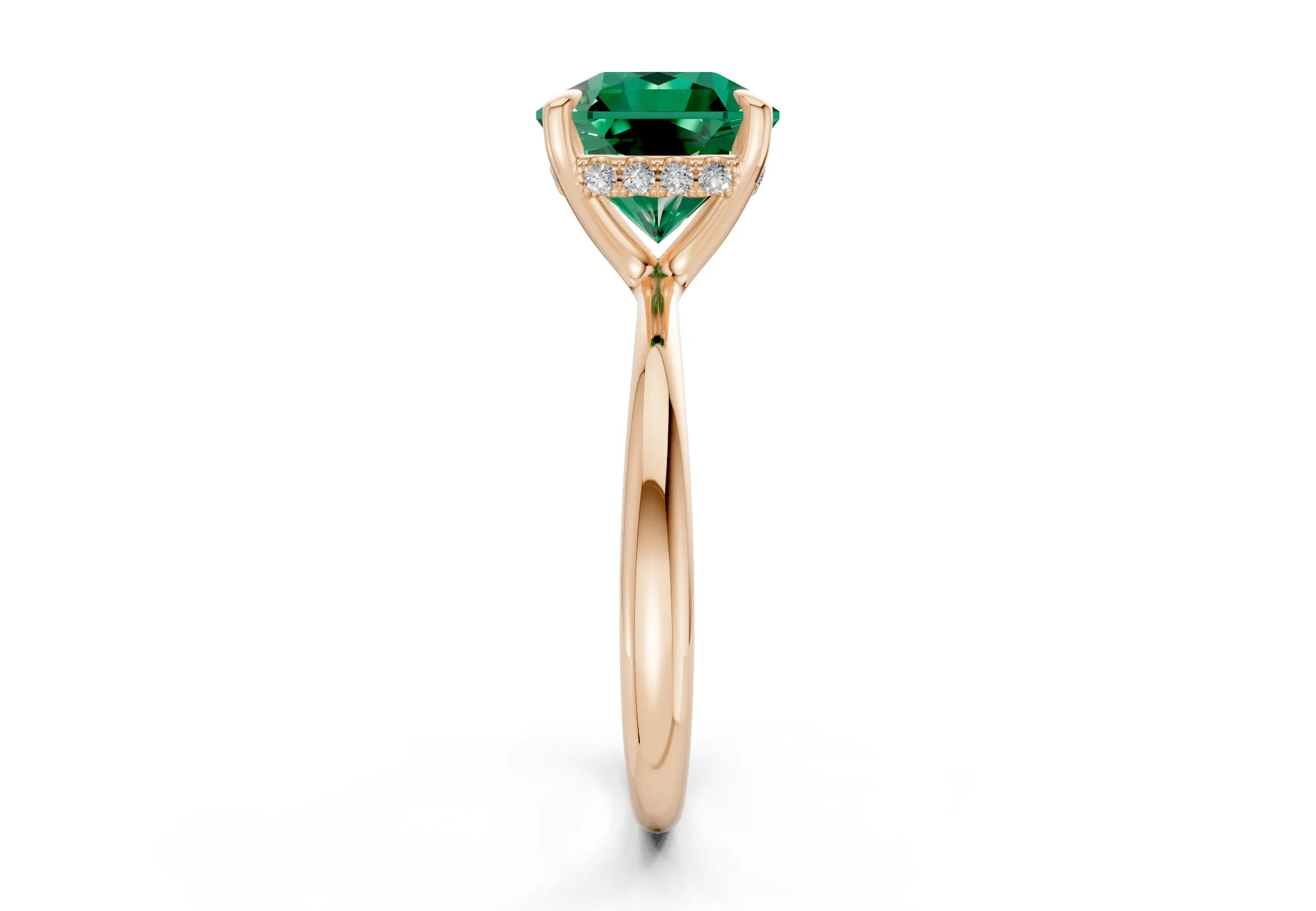 Marlowe Emerald Gemstone Solitaire Radiant Squareuare Cut 1.6mm Engagement Ring - Image 6