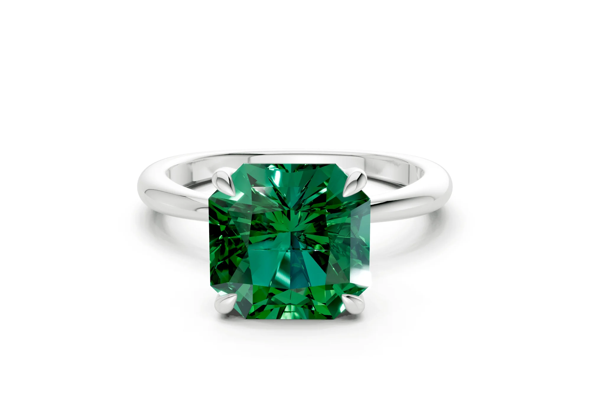 Marlowe Emerald Gemstone Solitaire Radiant Squareuare Cut 1.6mm Engagement Ring - Image 7