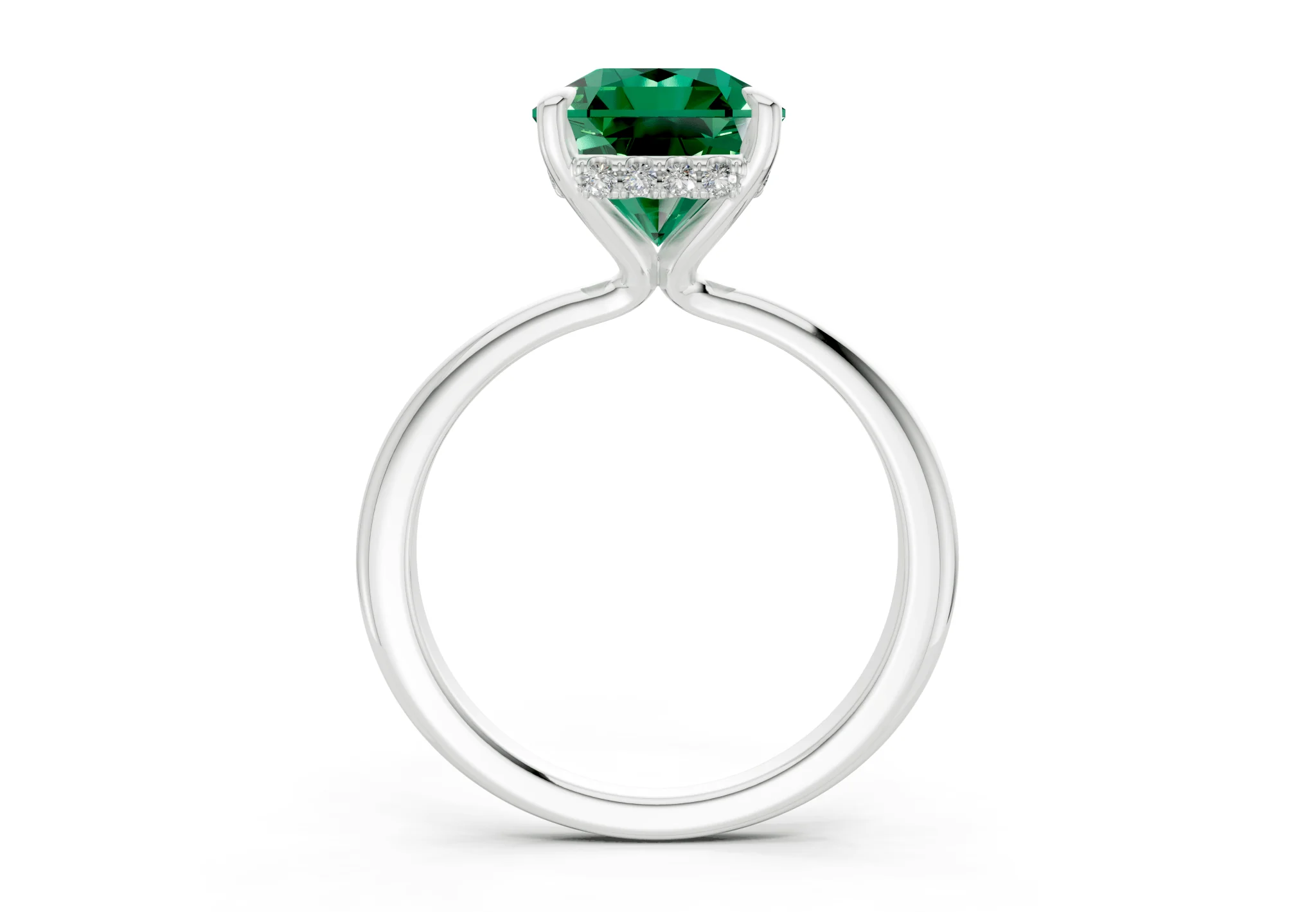 Marlowe Emerald Gemstone Solitaire Radiant Squareuare Cut 1.6mm Engagement Ring - Image 8