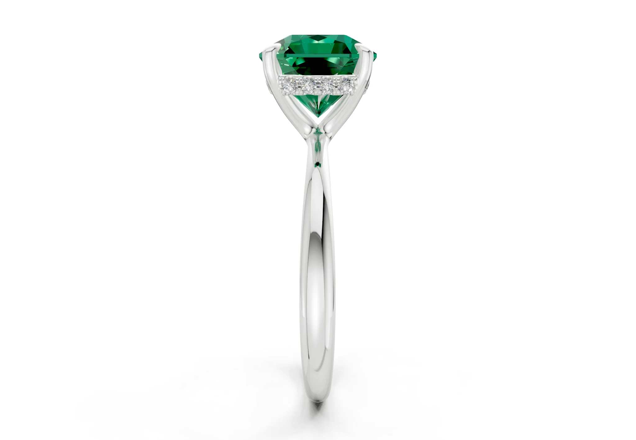 Marlowe Emerald Gemstone Solitaire Radiant Squareuare Cut 1.6mm Engagement Ring - Image 9