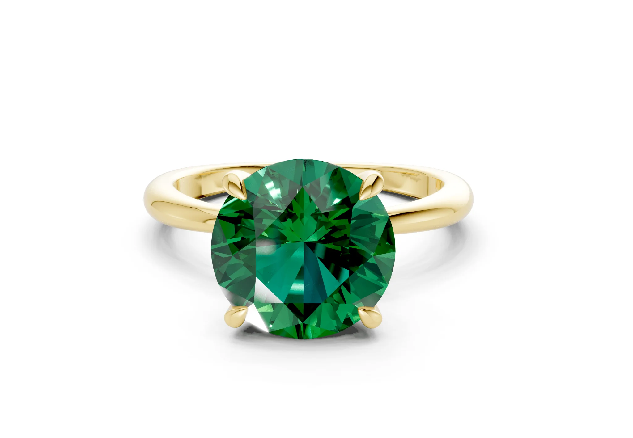 Marlowe Emerald Gemstone Solitaire Round Cut 1.6mm Engagement Ring