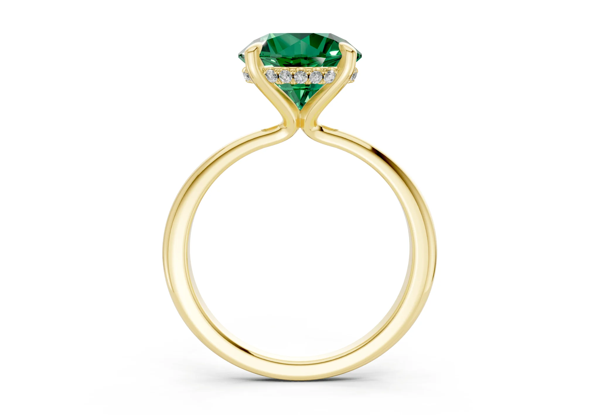 Marlowe Emerald Gemstone Solitaire Round Cut 1.6mm Engagement Ring - Image 2