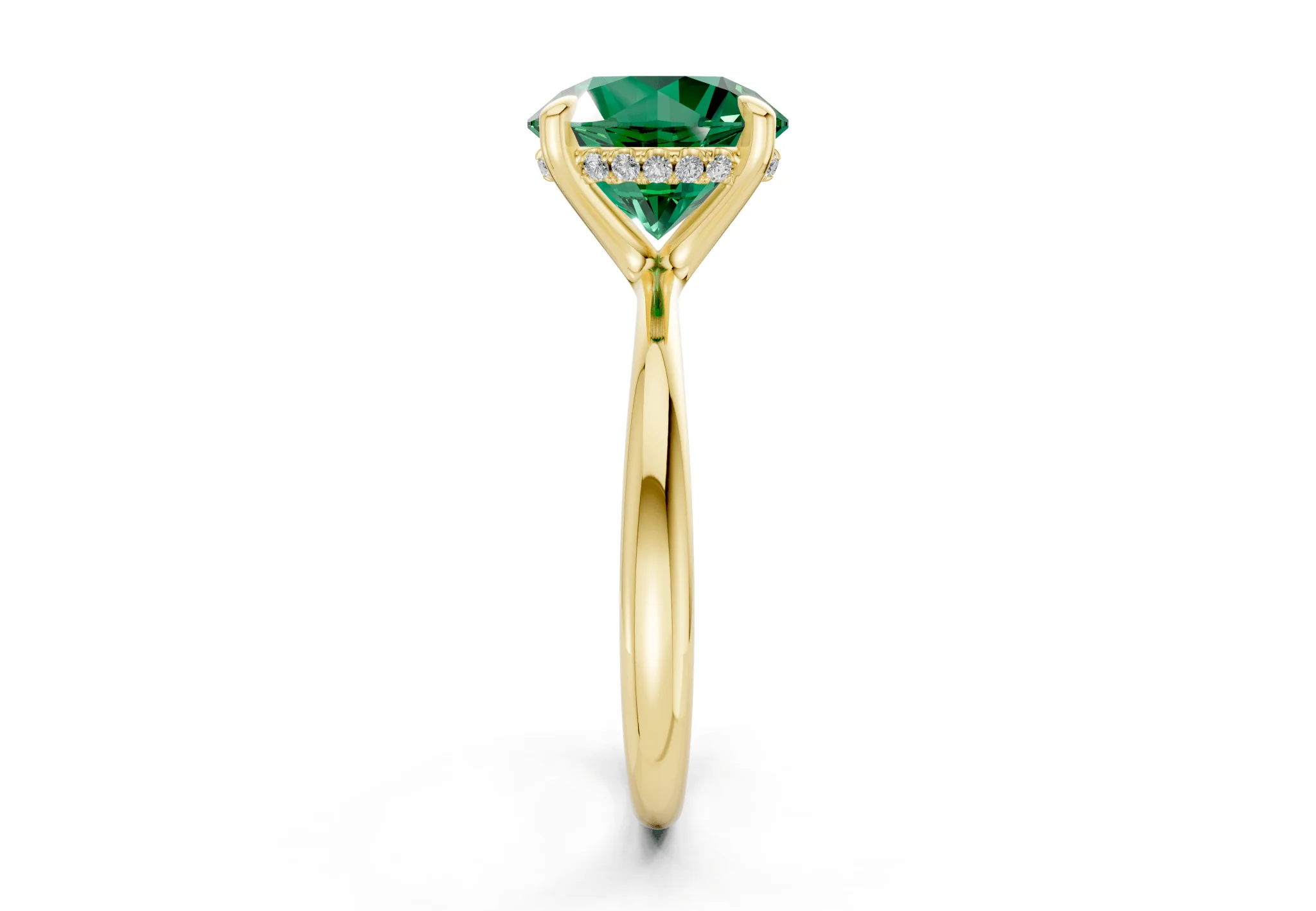 Marlowe Emerald Gemstone Solitaire Round Cut 1.6mm Engagement Ring - Image 3