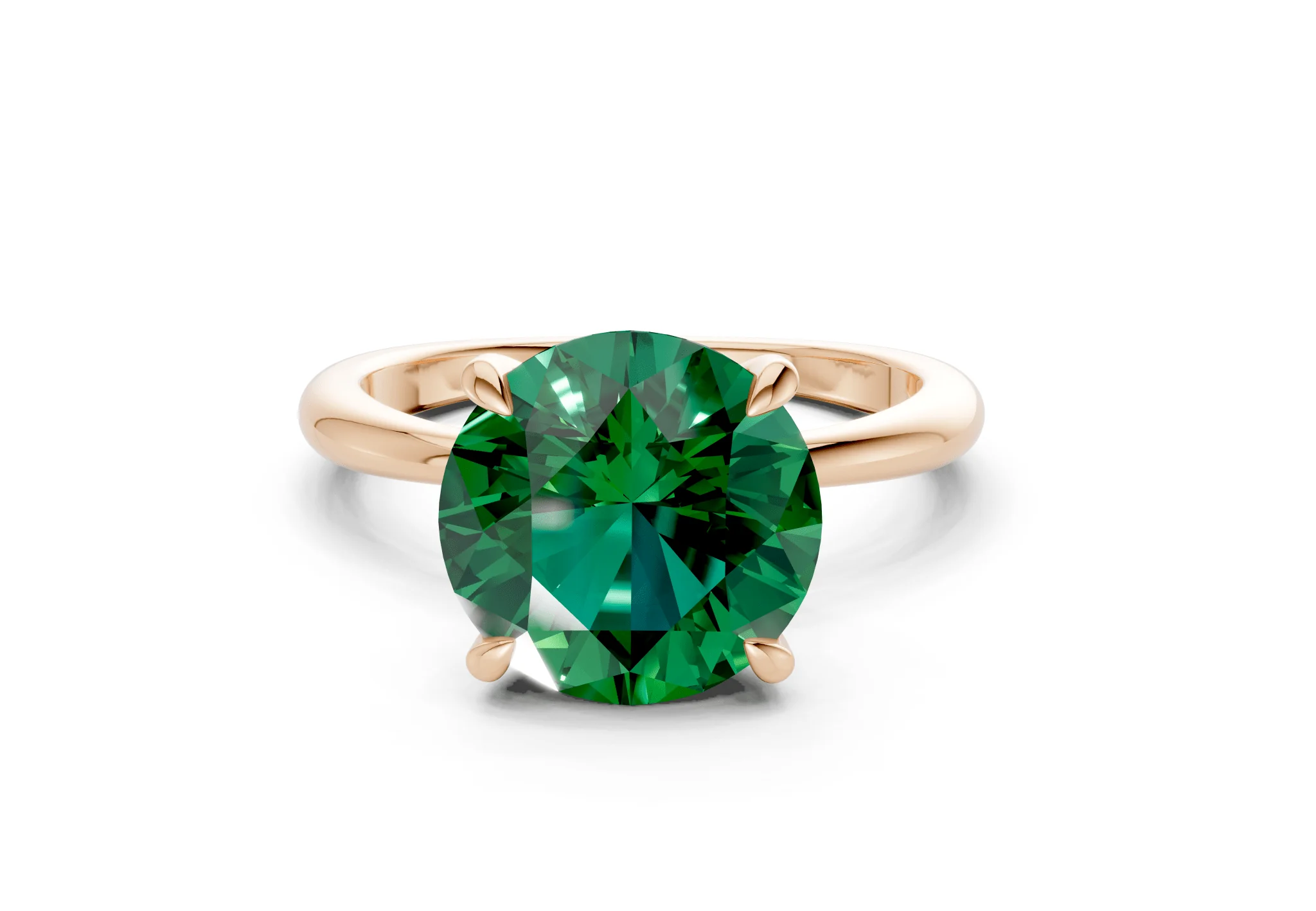 Marlowe Emerald Gemstone Solitaire Round Cut 1.6mm Engagement Ring - Image 4