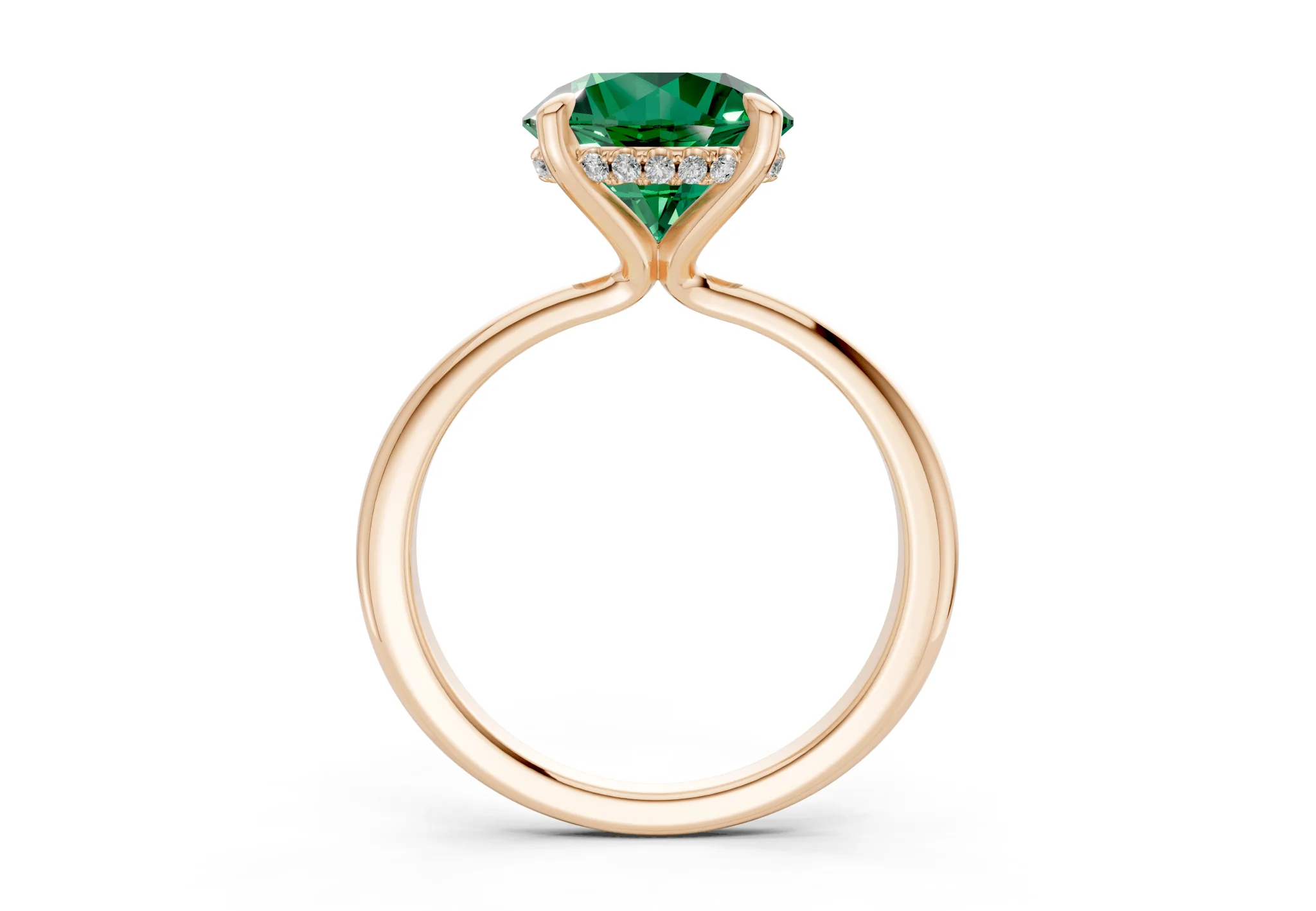 Marlowe Emerald Gemstone Solitaire Round Cut 1.6mm Engagement Ring - Image 5