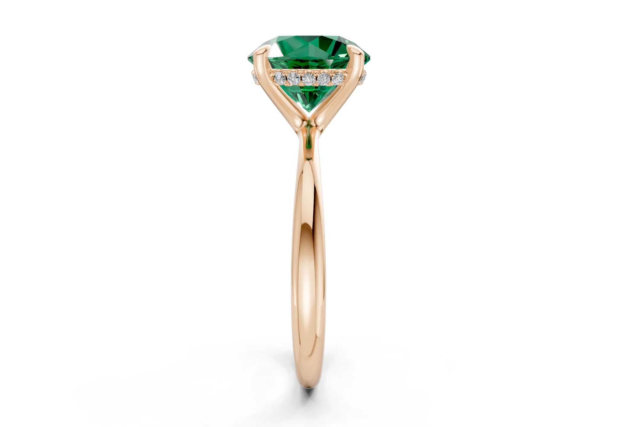 Marlowe Emerald Gemstone Solitaire Round Cut 1.6mm Engagement Ring - Image 6