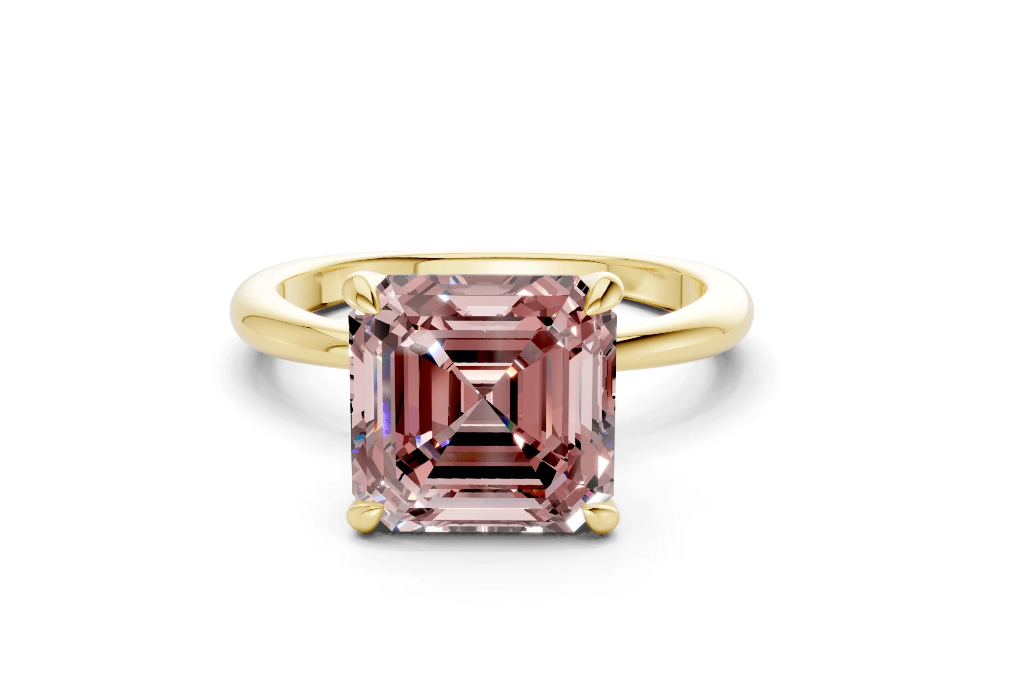 Marlowe Pink Diamond Solitaire Asscher Cut 1.6mm Engagement Ring