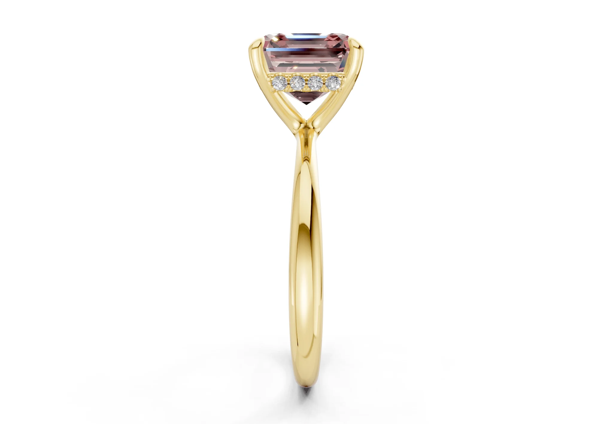 Marlowe Pink Diamond Solitaire Asscher Cut 1.6mm Engagement Ring - Image 3