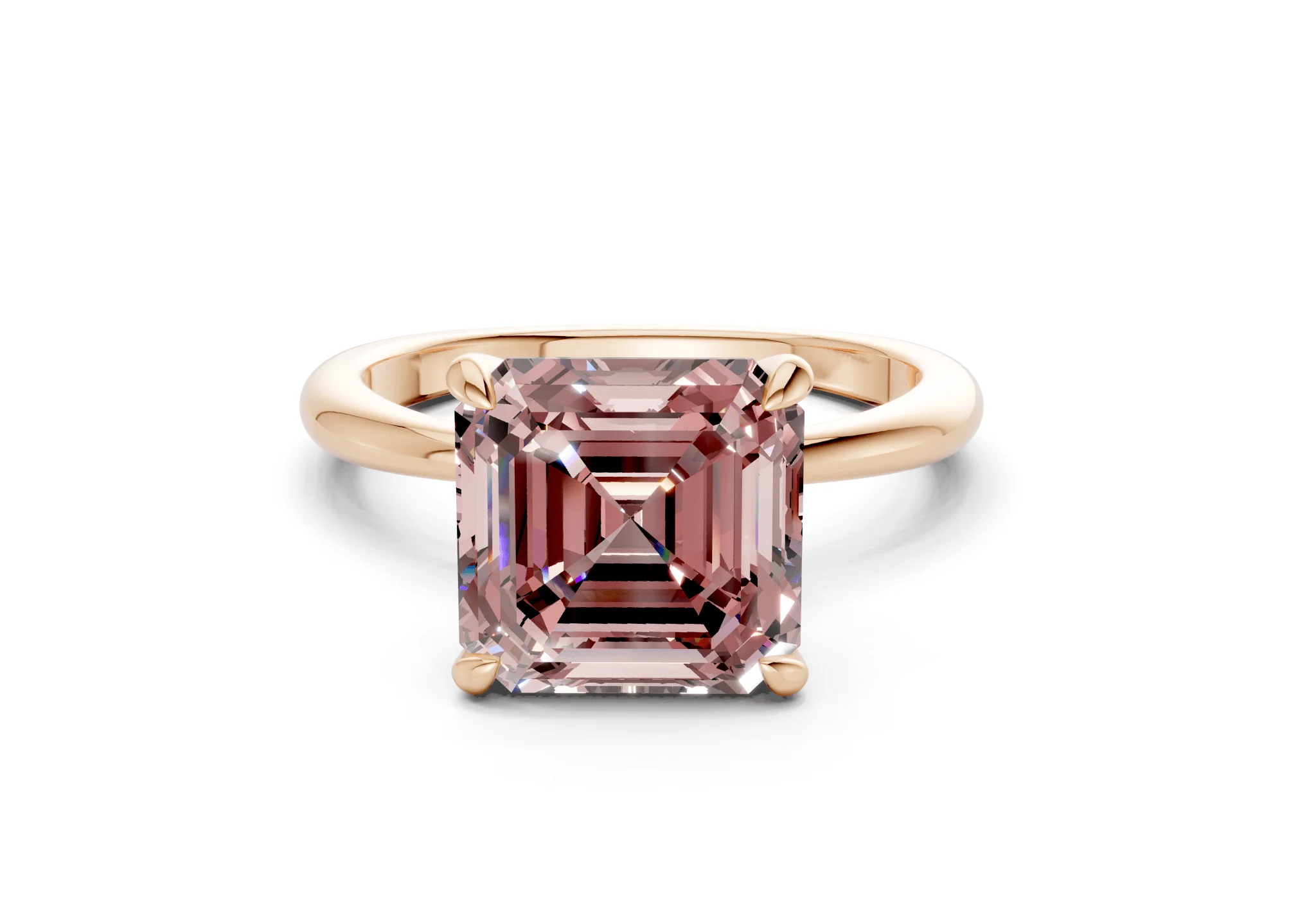 Marlowe Pink Diamond Solitaire Asscher Cut 1.6mm Engagement Ring - Image 4