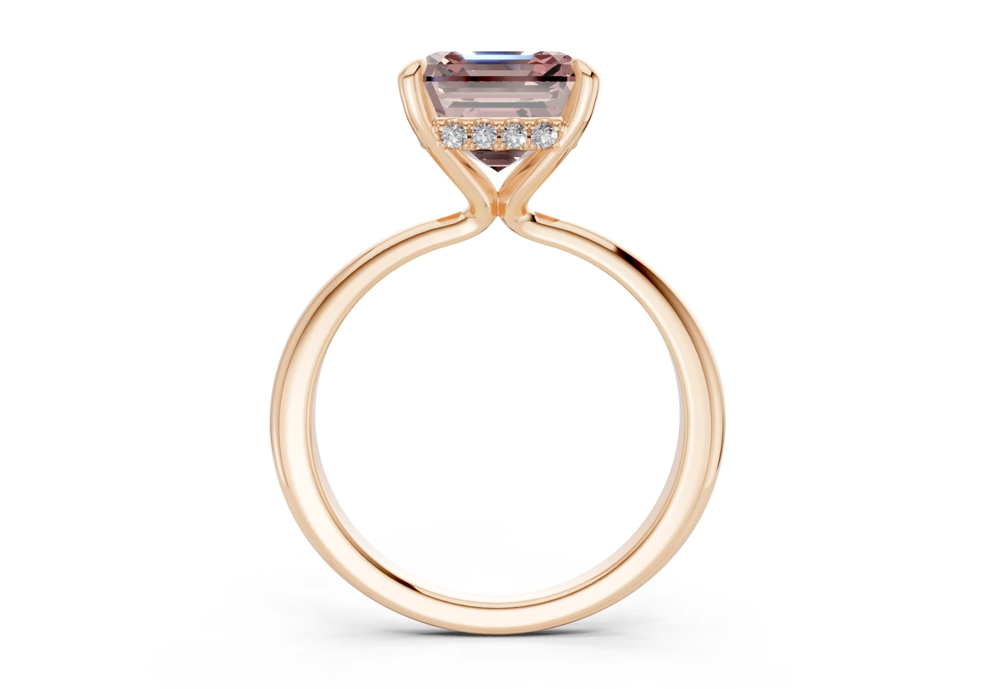 Marlowe Pink Diamond Solitaire Asscher Cut 1.6mm Engagement Ring - Image 5