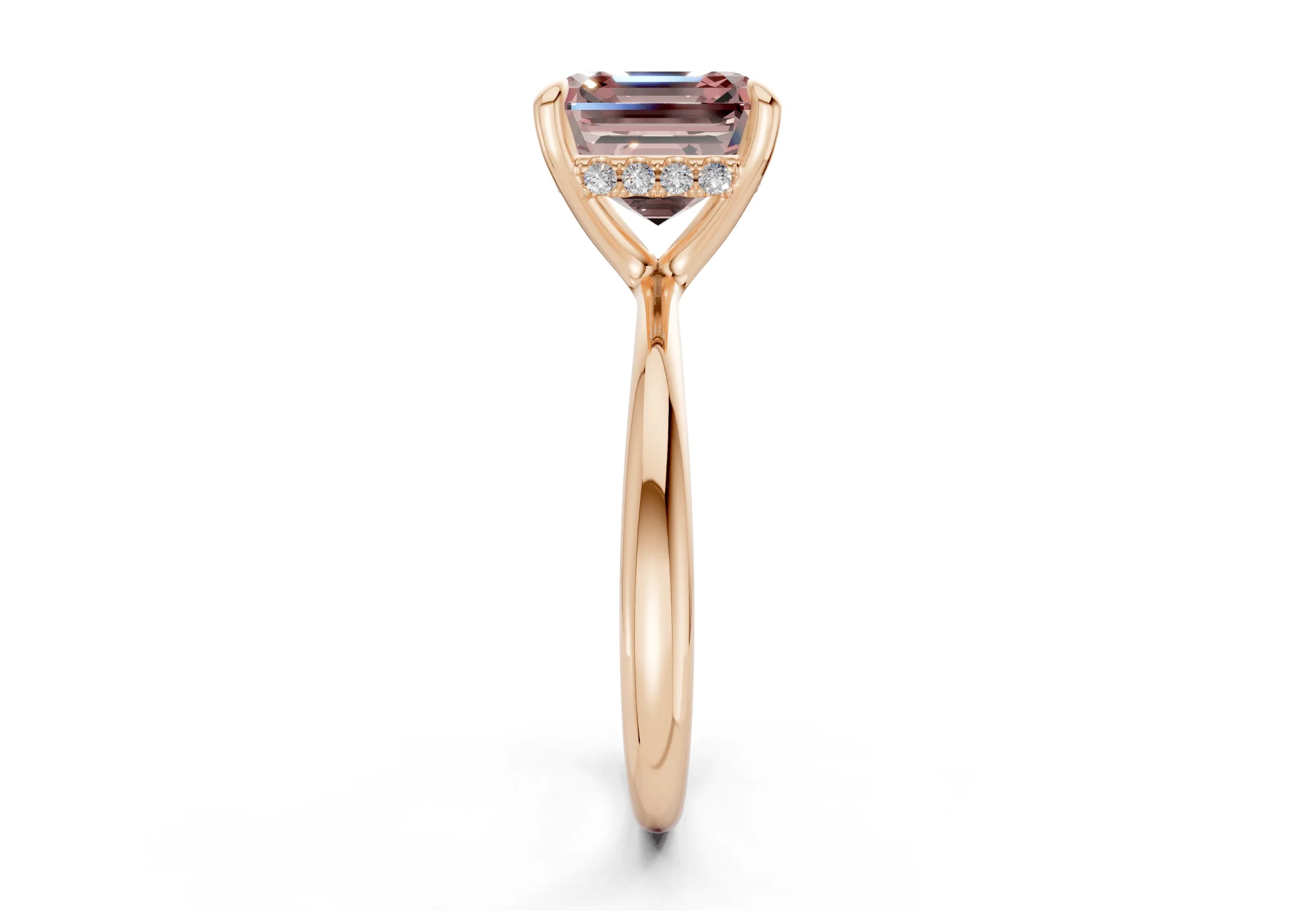 Marlowe Pink Diamond Solitaire Asscher Cut 1.6mm Engagement Ring - Image 6