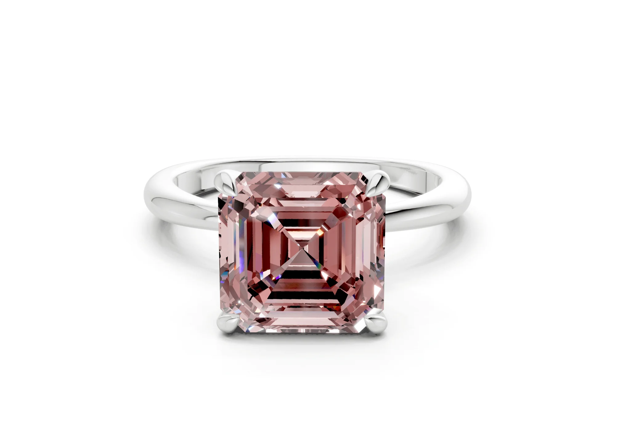 Marlowe Pink Diamond Solitaire Asscher Cut 1.6mm Engagement Ring - Image 7