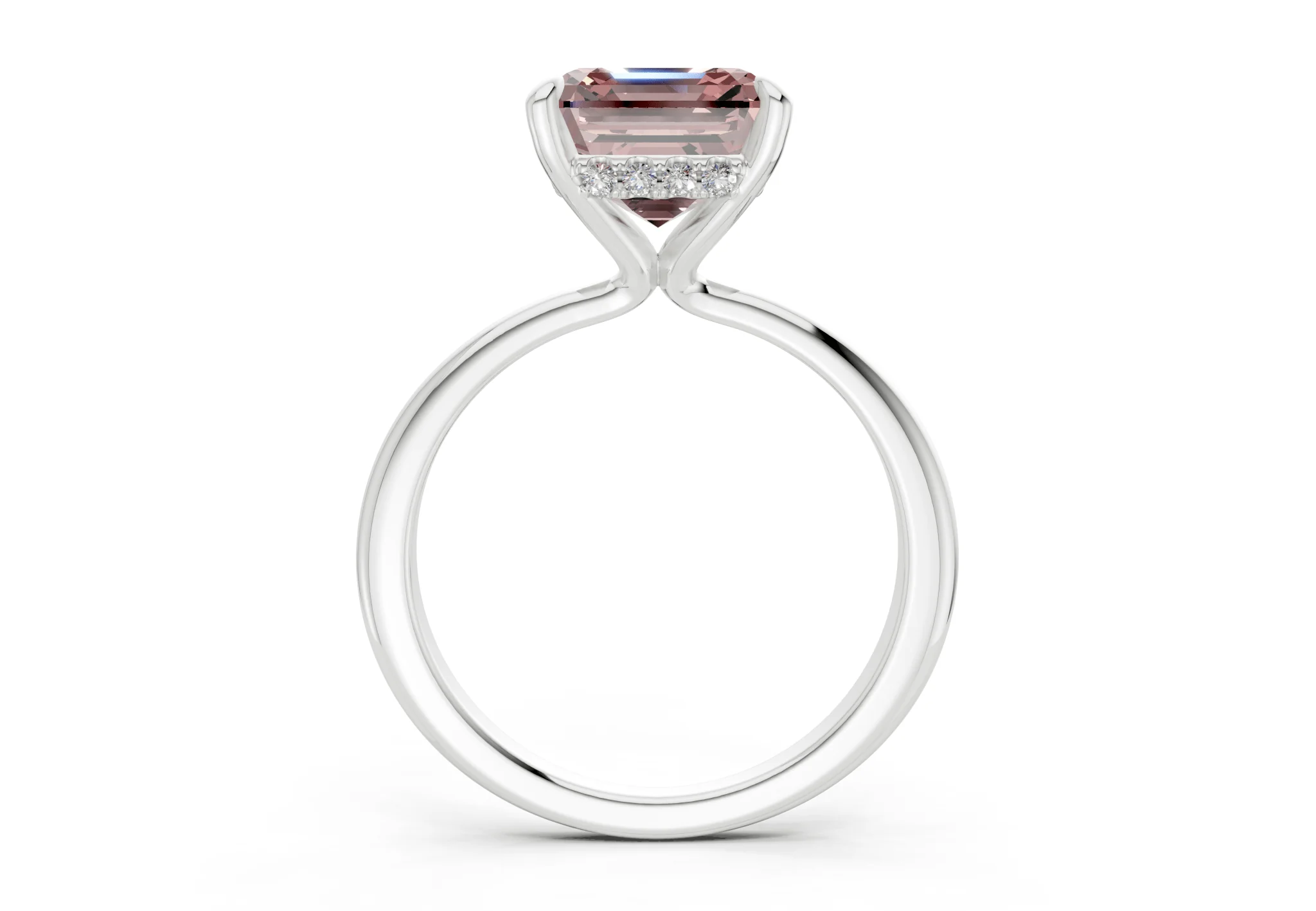 Marlowe Pink Diamond Solitaire Asscher Cut 1.6mm Engagement Ring - Image 8